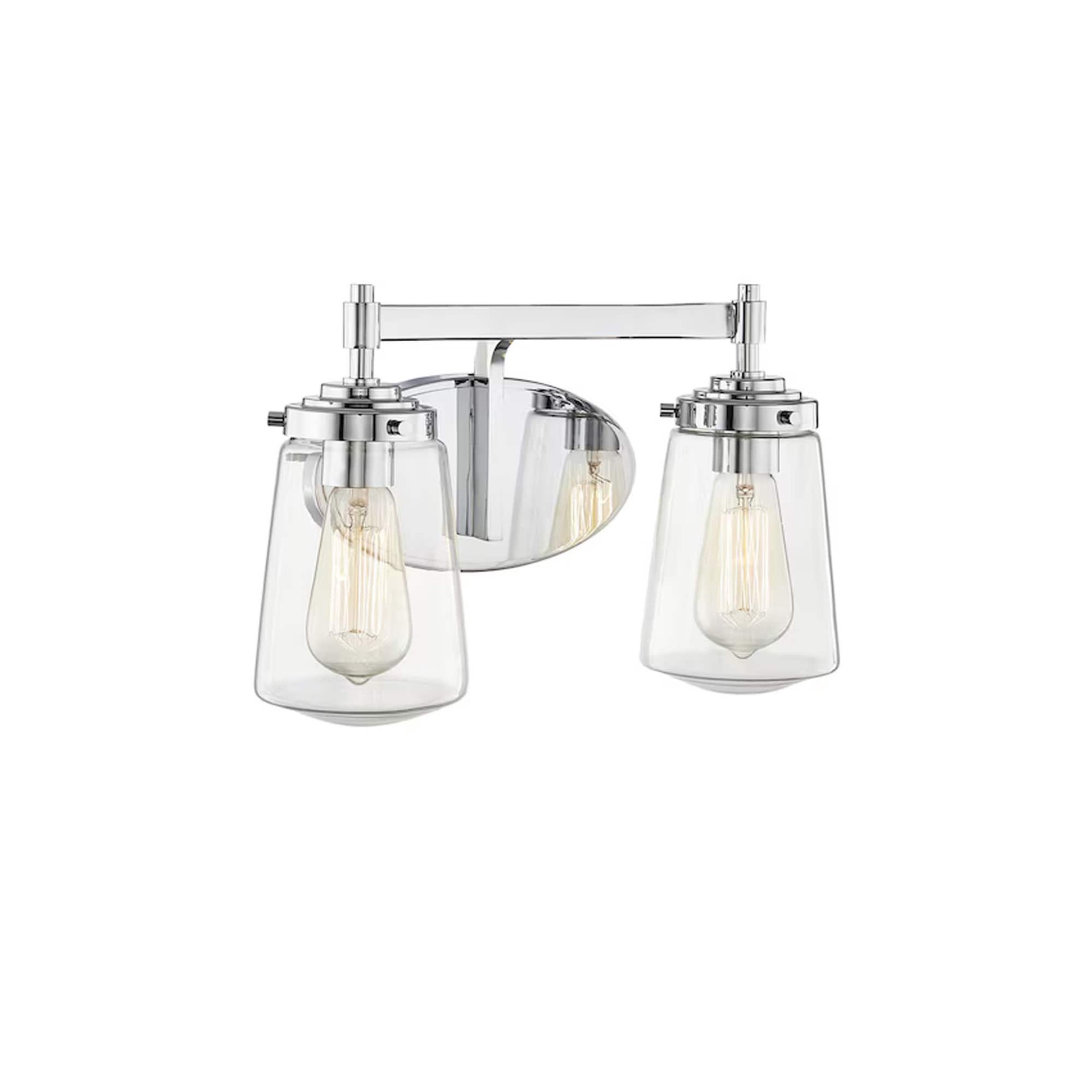 slide 1 of 1, allen + roth Wyatt 14.3-in 2 -Light Polished Chrome Farmhouse Vanity light bar, 1 ct