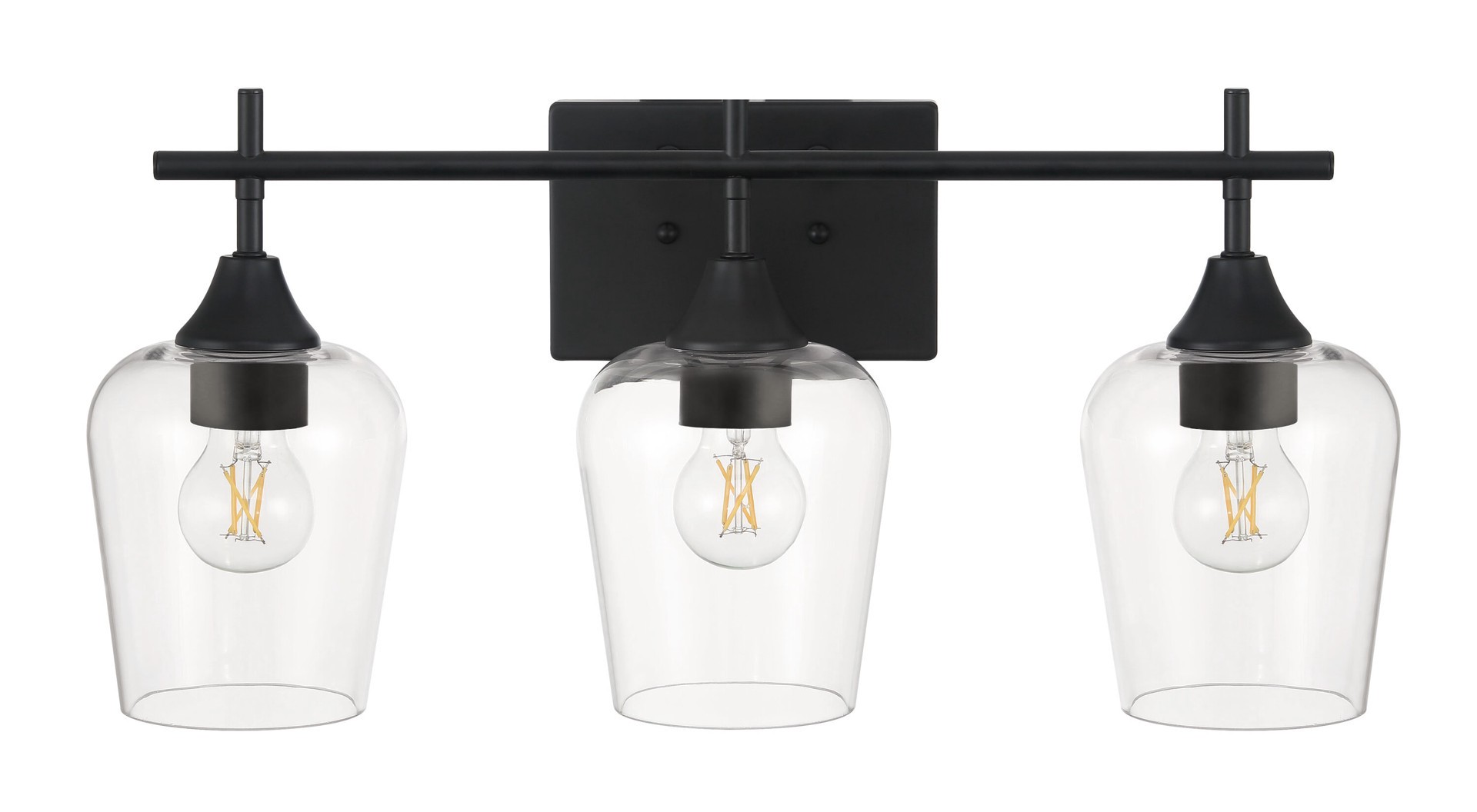 slide 4 of 6, allen + roth Meredith 22.26-in 3 -Light Black Modern/contemporary Vanity light, 1 ct