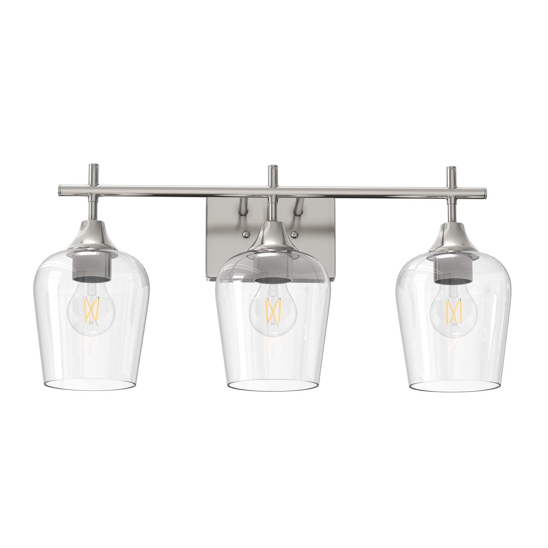 slide 4 of 6, allen + roth Meredith 22.26-in 3 -Light Brushed Nickel Modern/contemporary Vanity light, 1 ct