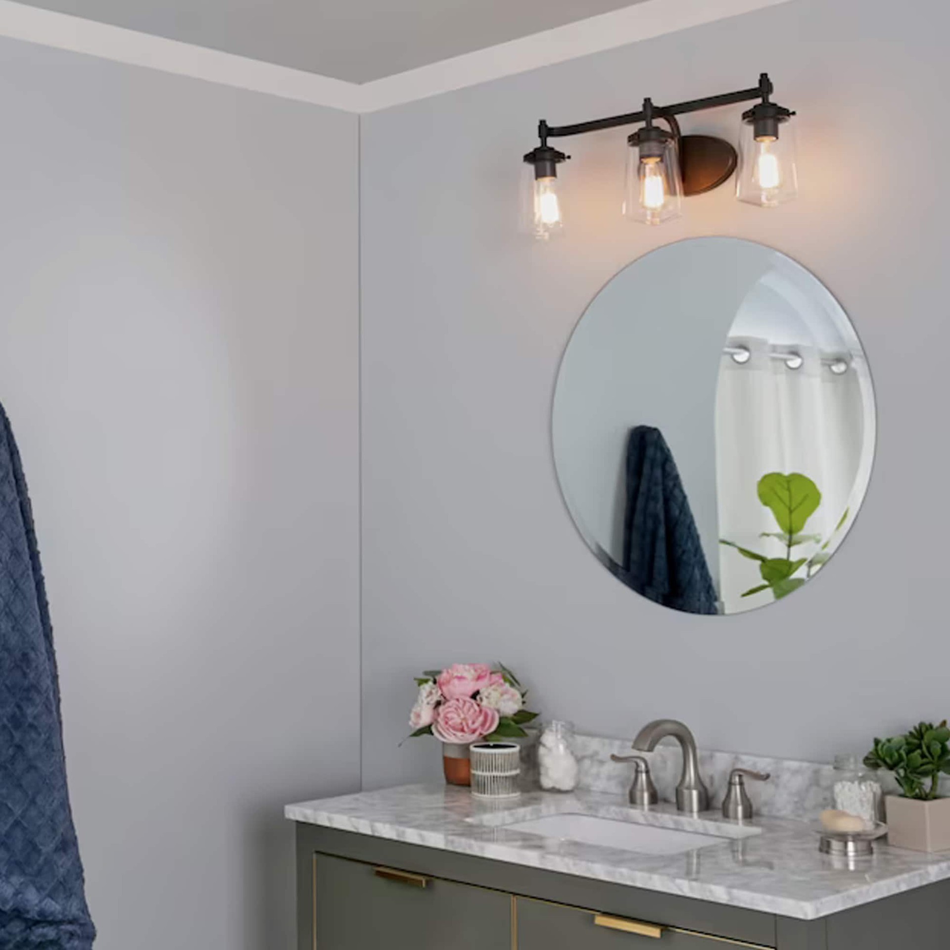 slide 1 of 1, allen + roth Wyatt 23.9-in 3 -Light Antique Bronze Farmhouse Vanity light bar, 1 ct