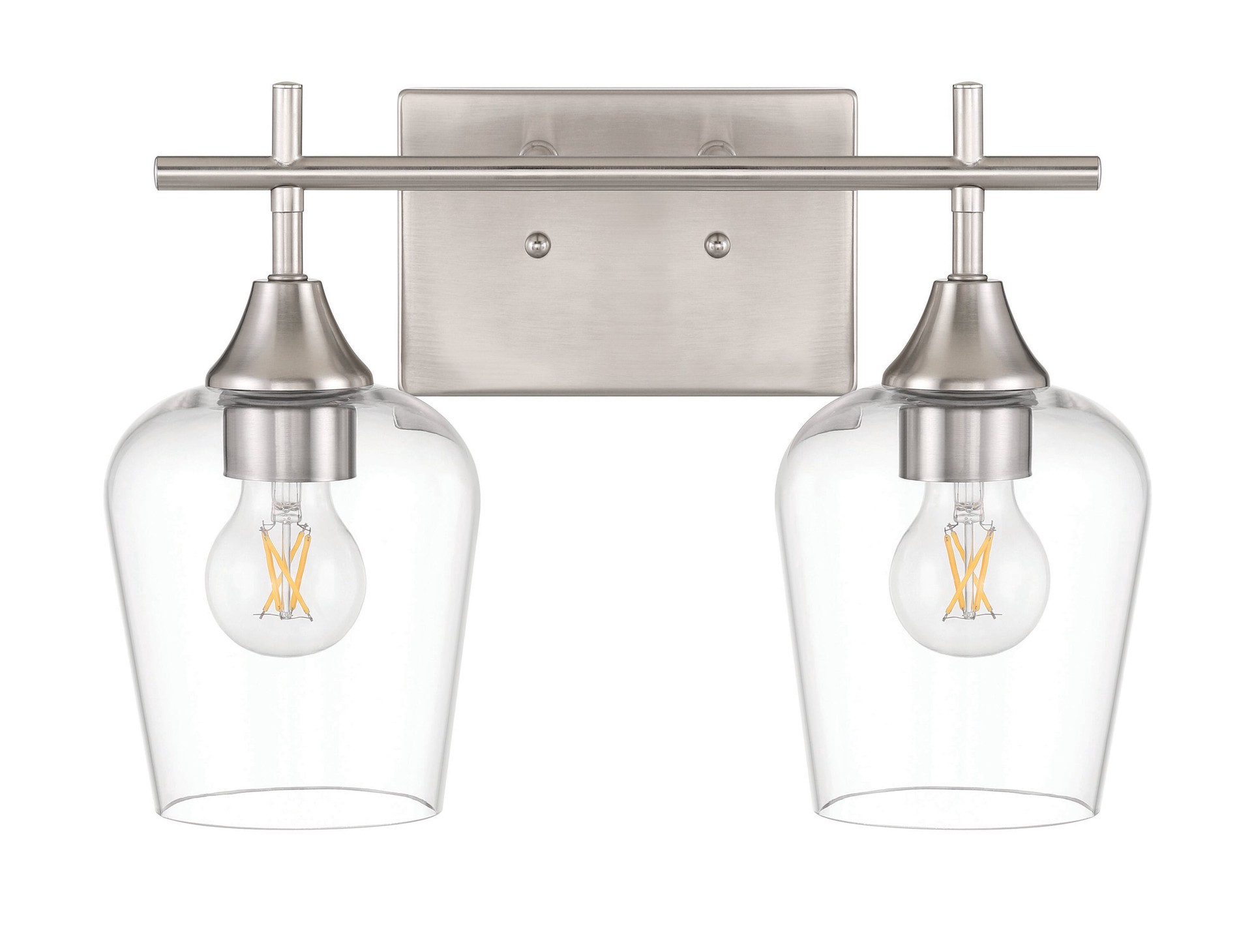 slide 4 of 6, allen + roth Meredith 15.31-in 2 -Light Brushed Nickel Modern/contemporary Vanity light, 1 ct