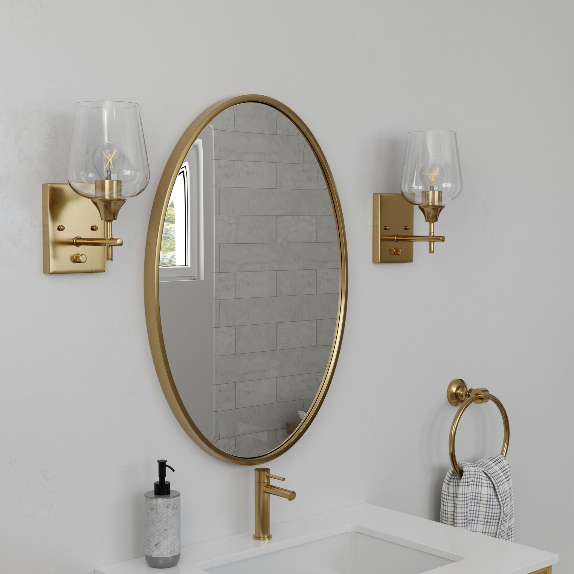 slide 6 of 6, allen + roth Meredith 5.75-in 1 -Light Gold Modern/contemporary Vanity light, 1 ct
