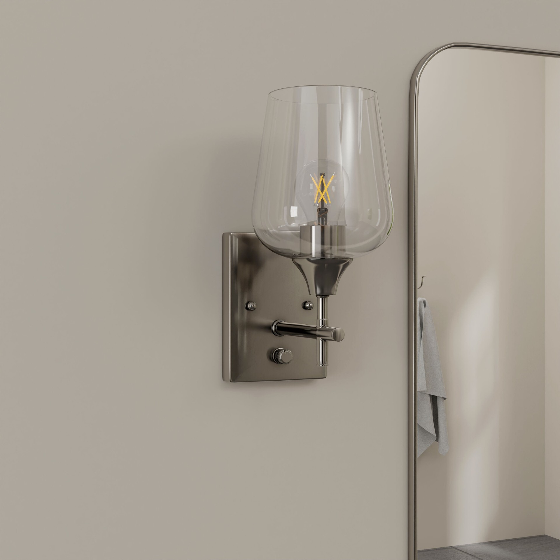 slide 1 of 6, allen + roth Meredith 5.75-in 1 -Light Brushed Nickel Modern/contemporary Vanity light, 1 ct