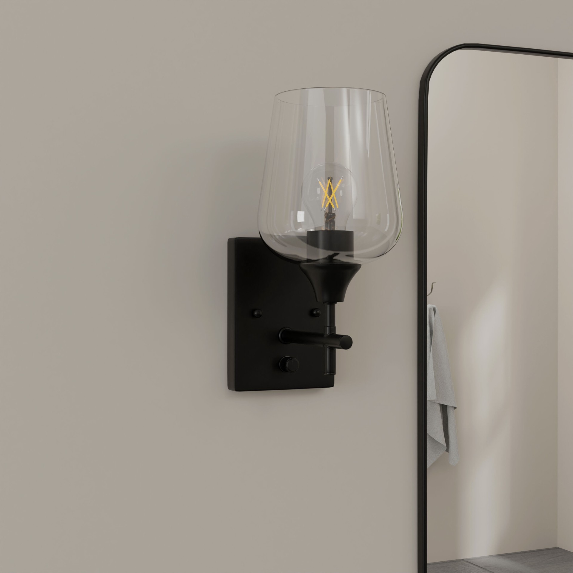 slide 1 of 6, allen + roth Meredith 5.75-in 1 -Light Black Modern/contemporary Vanity light, 1 ct