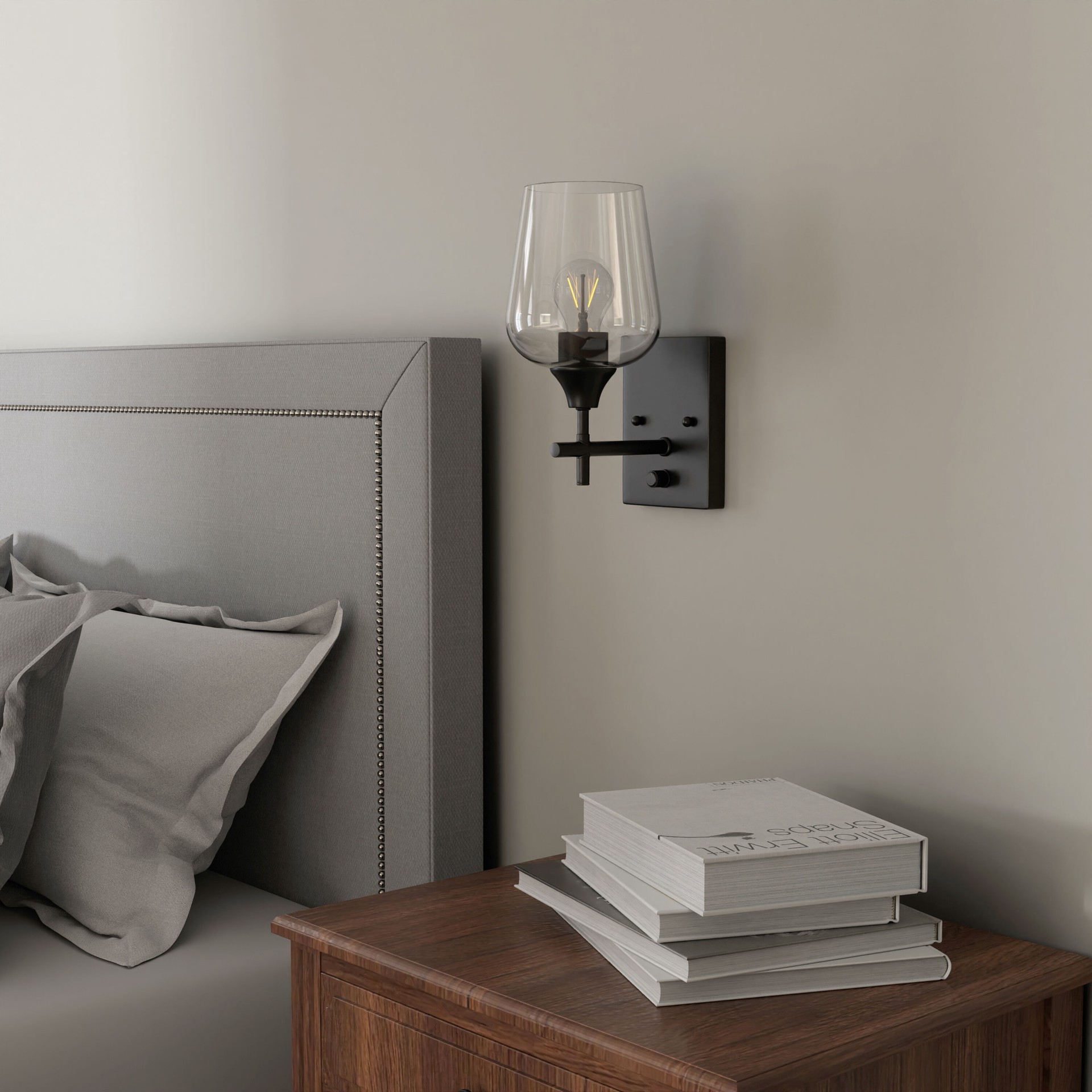 slide 6 of 6, allen + roth Meredith 5.75-in 1 -Light Black Modern/contemporary Vanity light, 1 ct