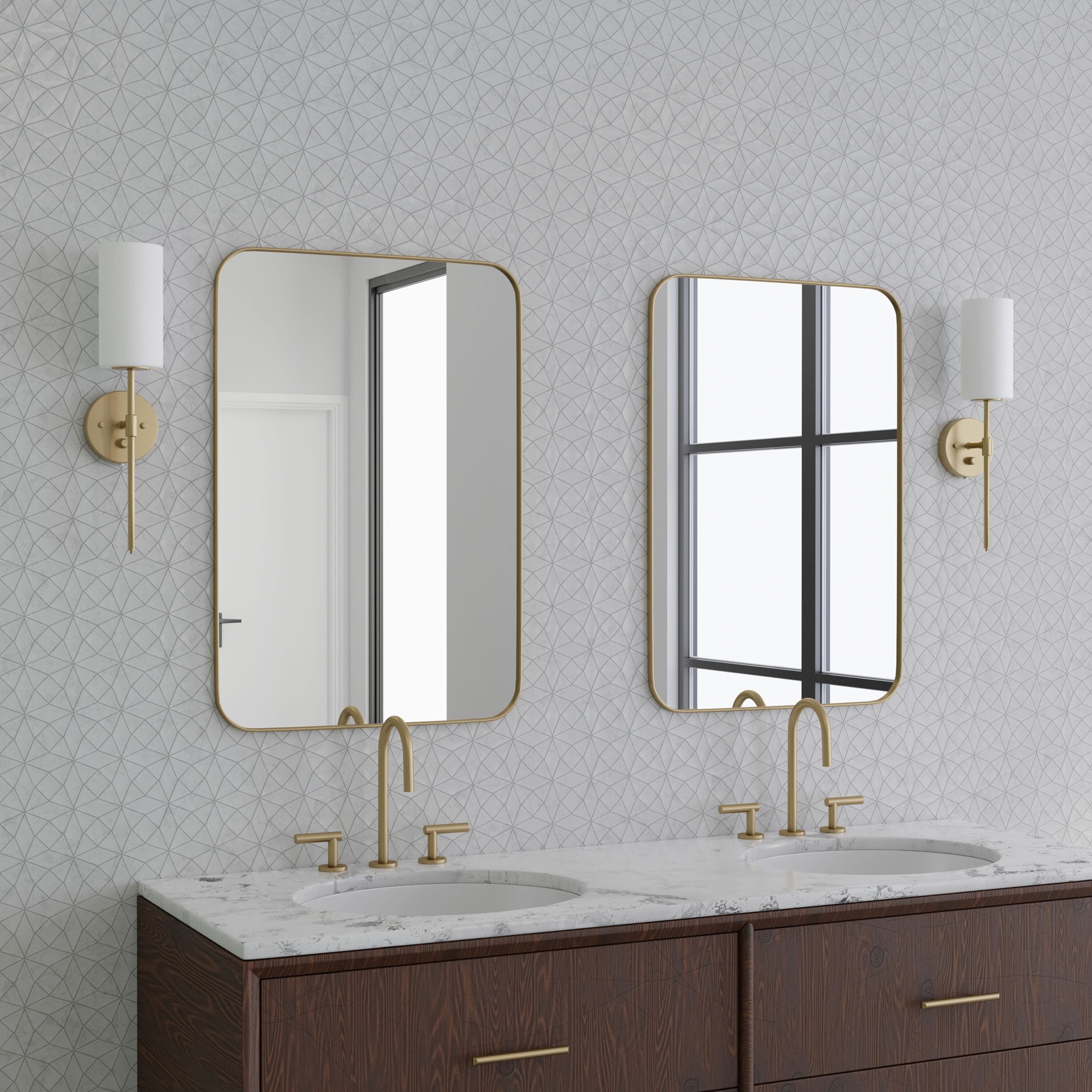 slide 3 of 6, allen + roth Odessa 4.75-in W 1 -Light Brushed Gold Transitional Wall Sconce, 1 ct