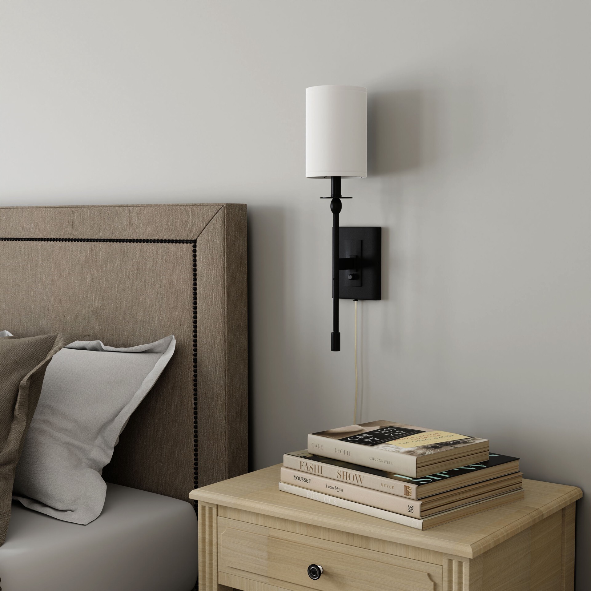 slide 3 of 6, allen + roth Newham 5.13-in W 1 -Light Matte Black Transitional Wall Sconce, 1 ct