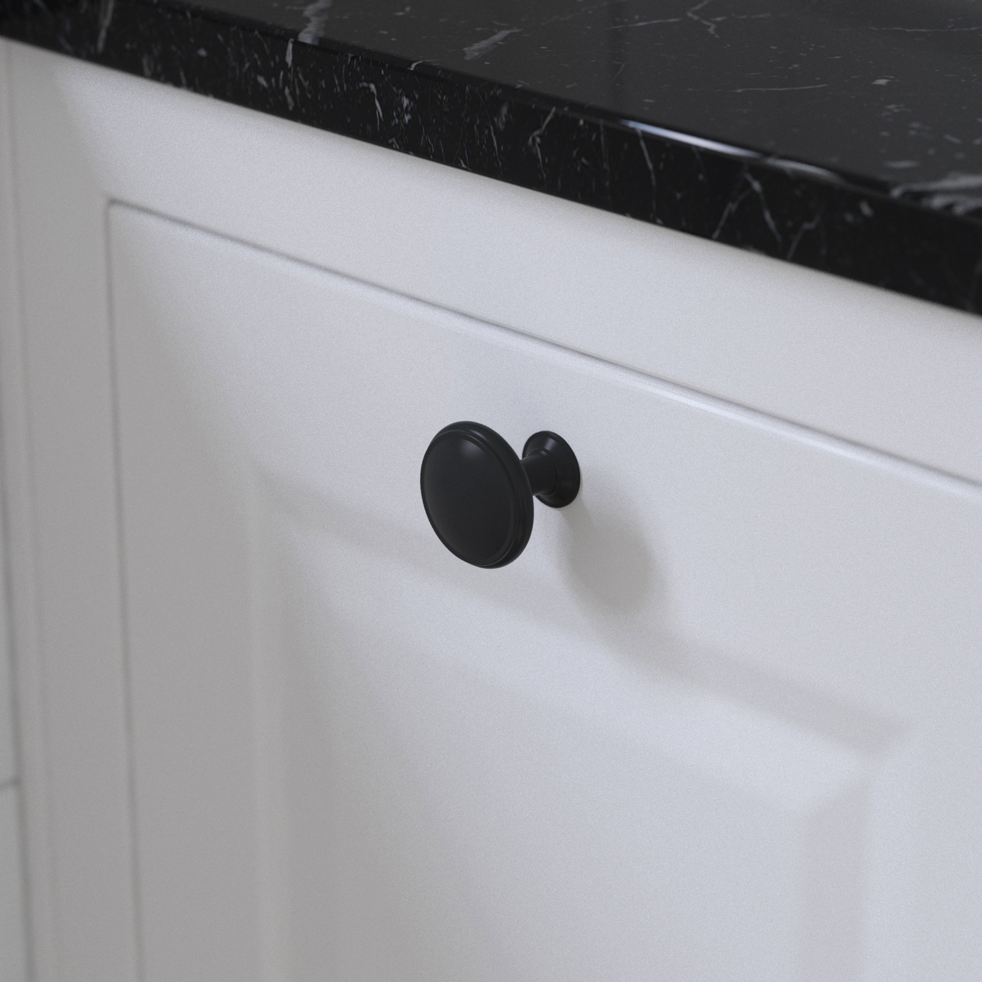 slide 3 of 5, Style Selections MITCHELL 1-3/16-in Matte Black Round Traditional Cabinet Knob 25 -Pack, 1 ct
