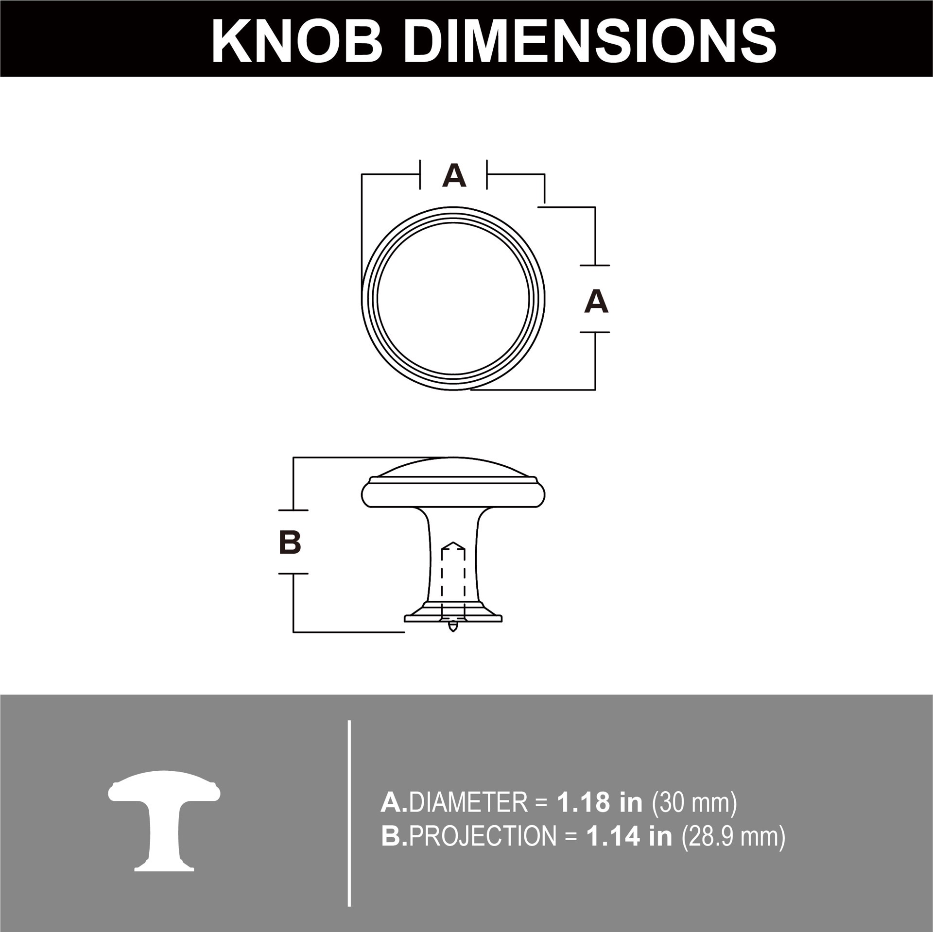 slide 5 of 5, Style Selections MITCHELL 1-3/16-in Matte Black Round Traditional Cabinet Knob 25 -Pack, 1 ct
