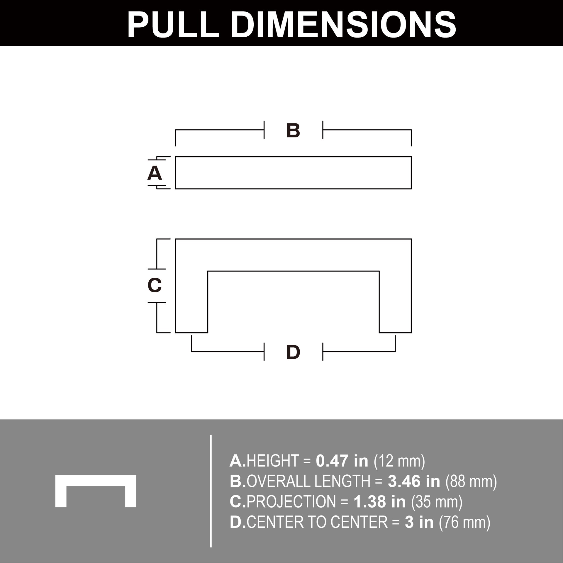 slide 5 of 5, Style Selections CARTER 3-in , 76mm Center to Center Stainless Steel Square Handle 25 -Pack, 1 ct