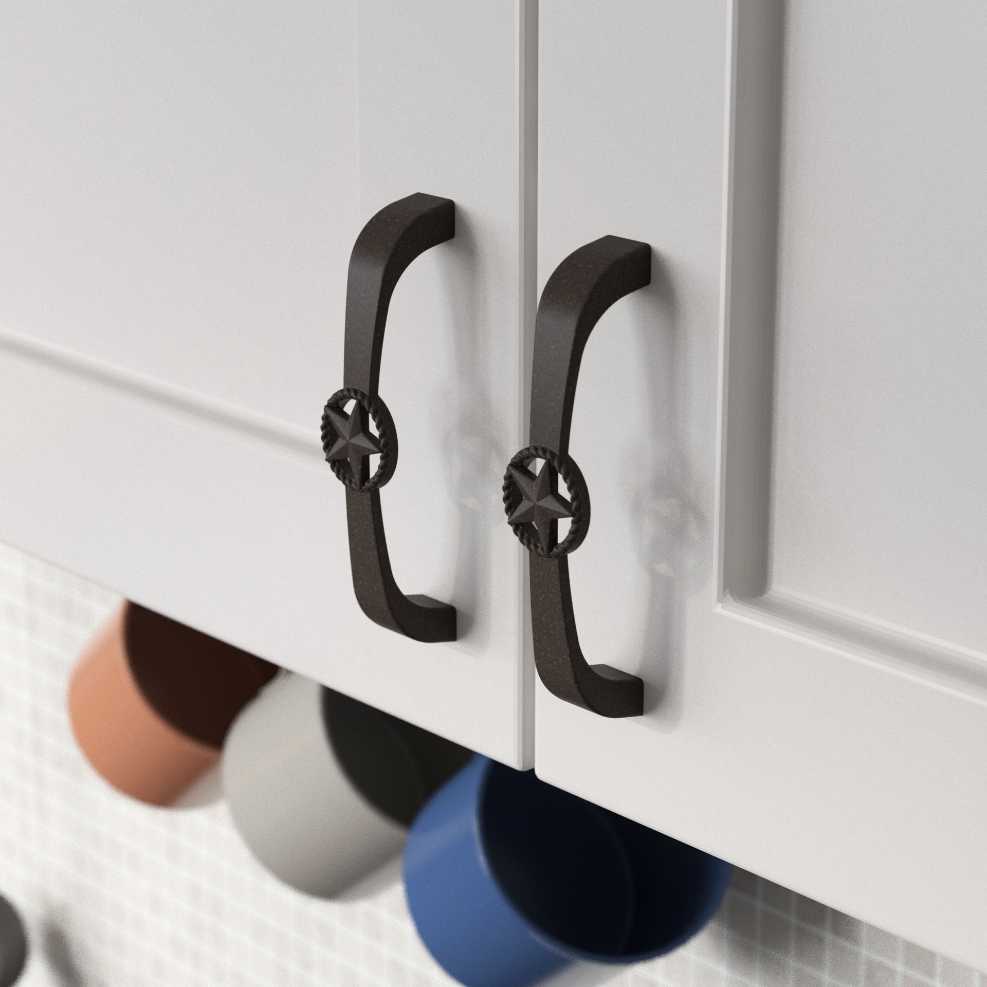 slide 3 of 5, allen + roth Lone Star 3-3/4-in , 96mm Center to Center Rust Arch Handle Drawer Pull, 1 ct