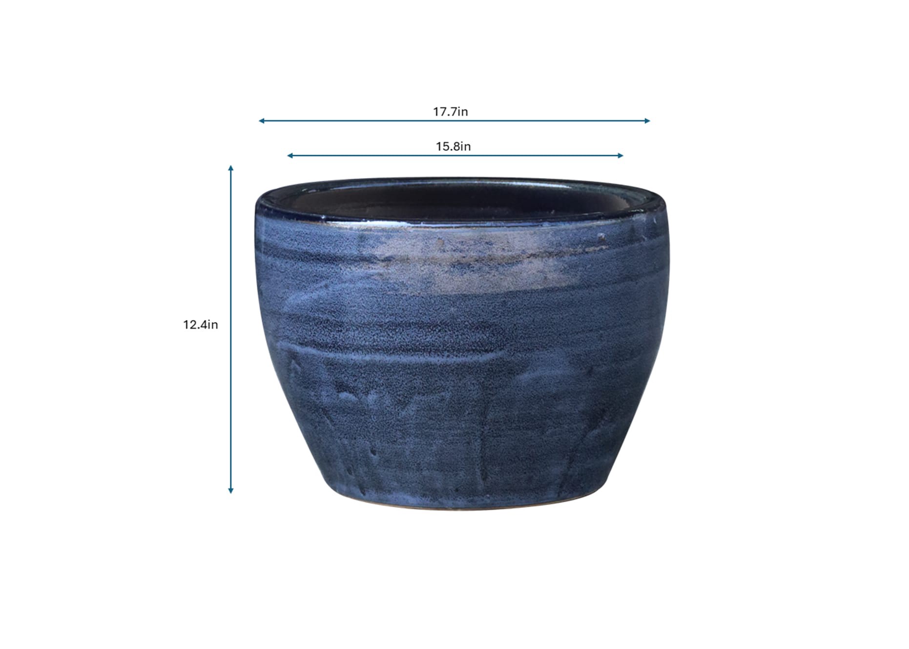 slide 4 of 4, allen + roth Round 15.8-in W x 15.8-in L Blue Glazed ceramic Indoor/Outdoor Planter, 1 ct