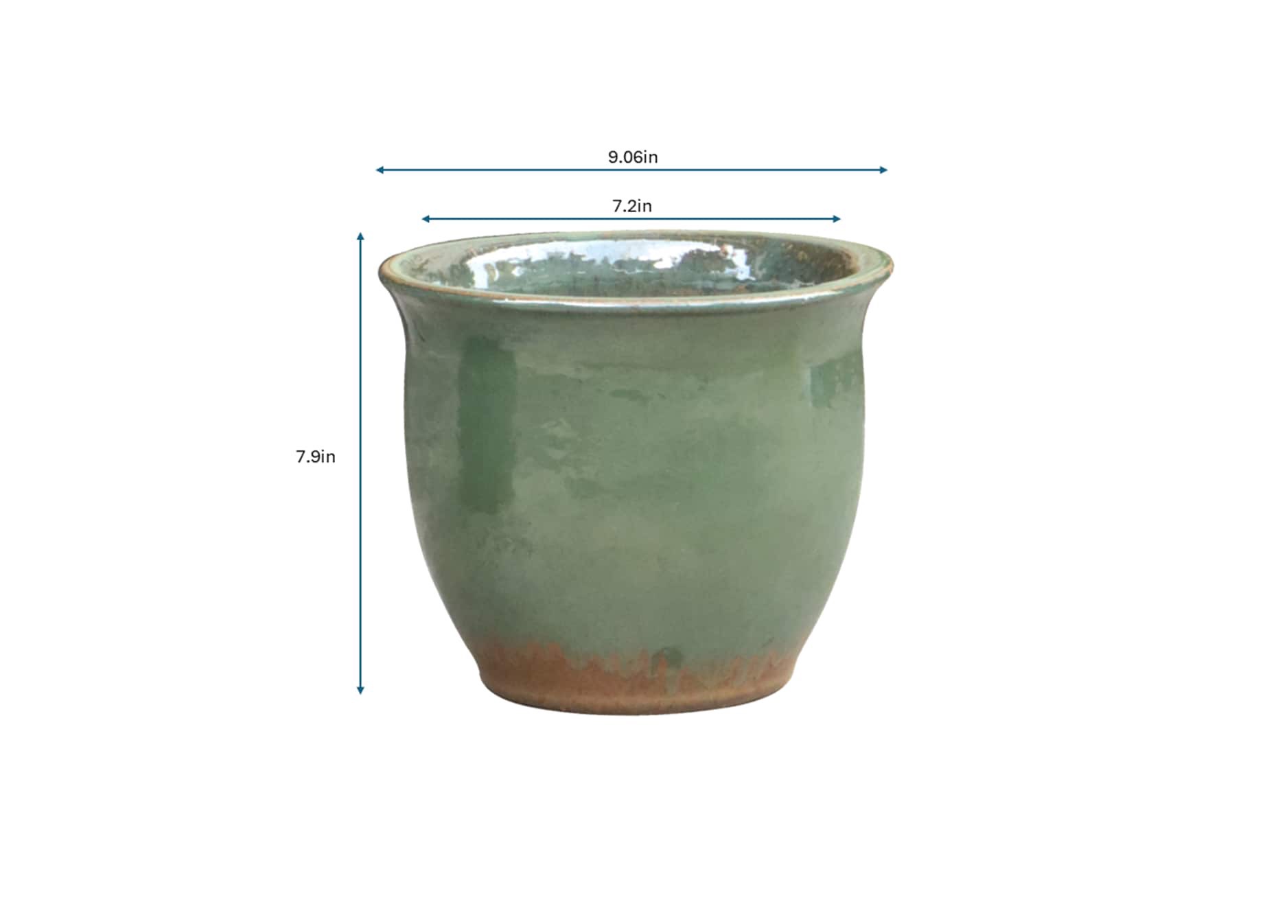 slide 4 of 4, allen + roth Round 7.2-in W x 7.2-in L Green Glazed ceramic Indoor/Outdoor Planter, 1 ct