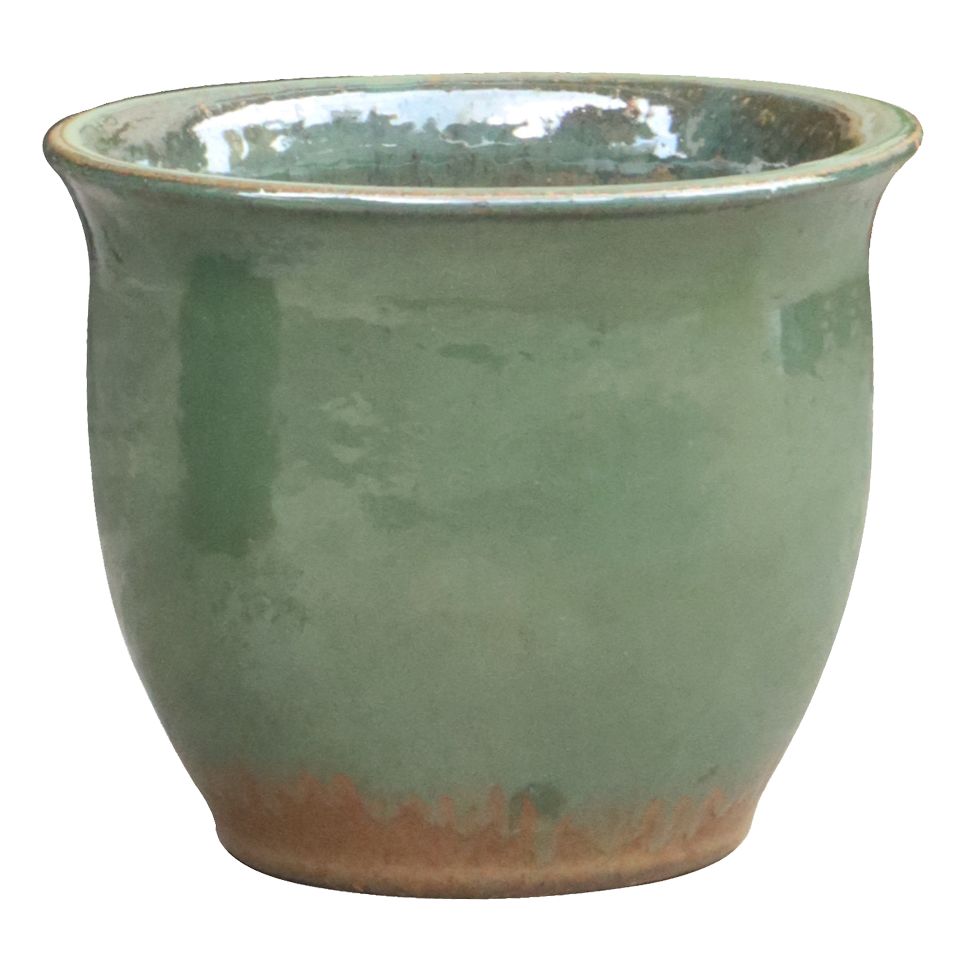 slide 1 of 4, allen + roth Round 7.2-in W x 7.2-in L Green Glazed ceramic Indoor/Outdoor Planter, 1 ct