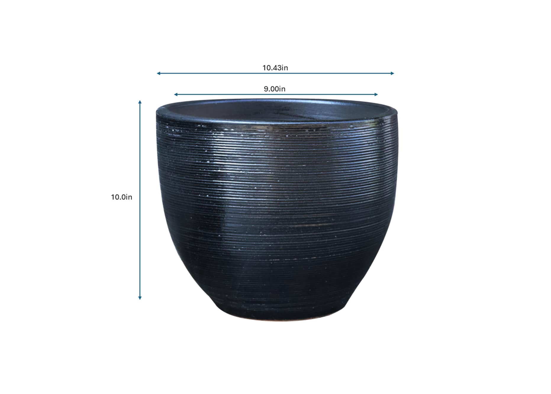 slide 2 of 5, allen + roth Round 9.0-in W x 9.0-in L Black Glazed ceramic Indoor/Outdoor Planter, 1 ct