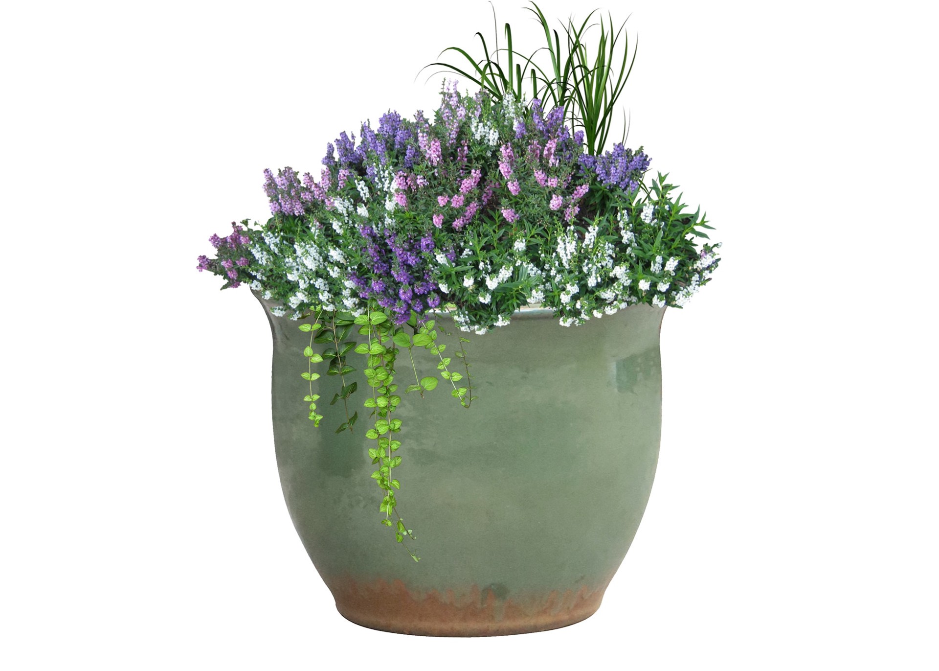 slide 3 of 4, allen + roth Round 9.8-in W x 9.8-in L Green Glazed ceramic Indoor/Outdoor Planter, 1 ct