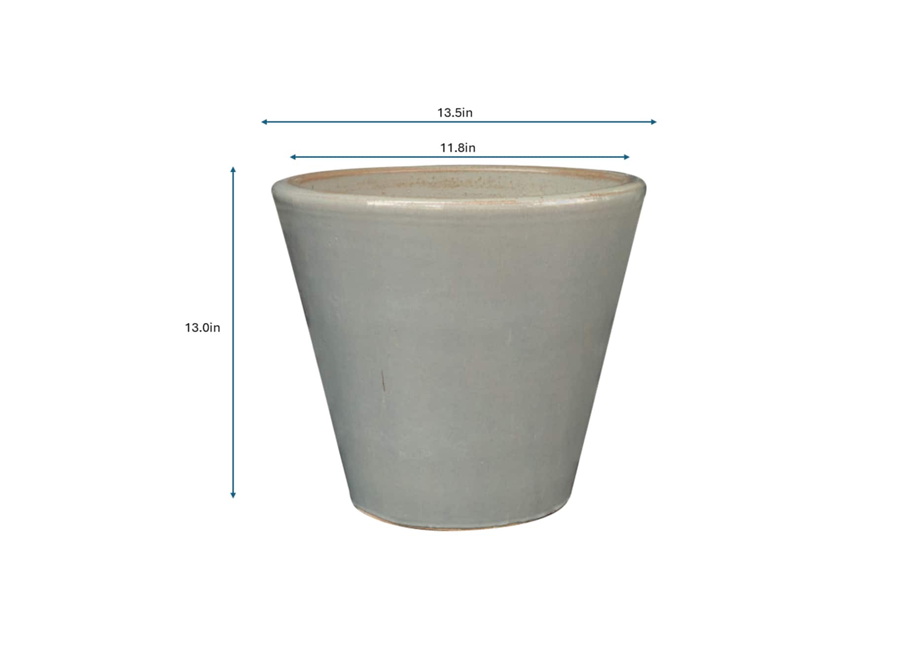slide 4 of 4, allen + roth Round 11.8-in W x 11.8-in L Gray Glazed ceramic Indoor/Outdoor Planter, 1 ct