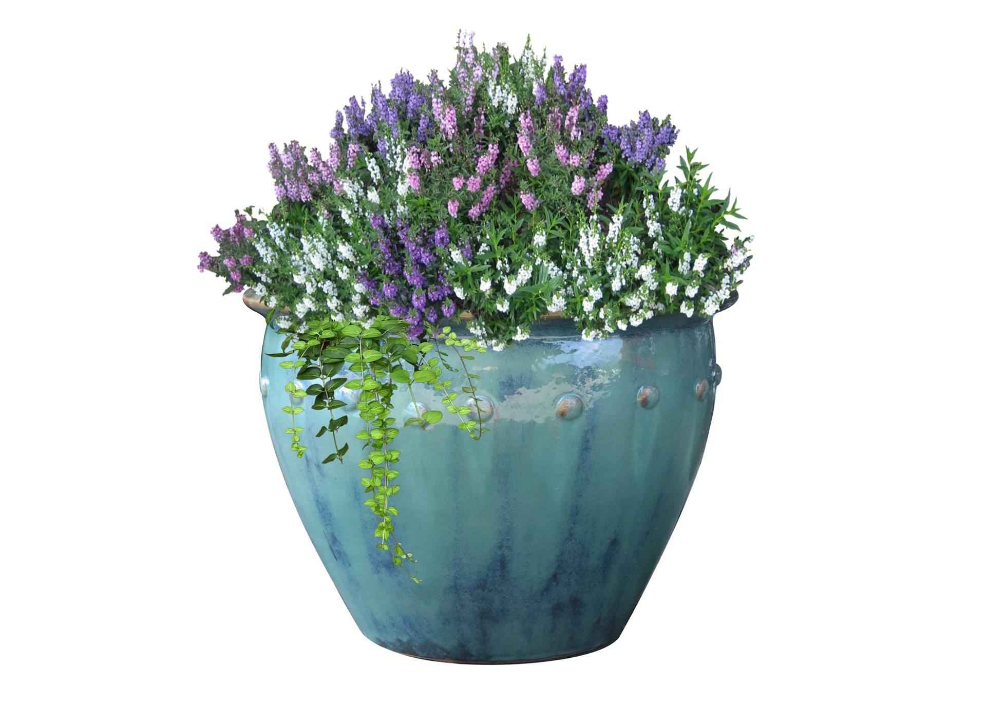 slide 3 of 4, allen + roth Round 12.4-in W x 12.4 L Blue Glazed ceramic Indoor/Outdoor Planter, 1 ct