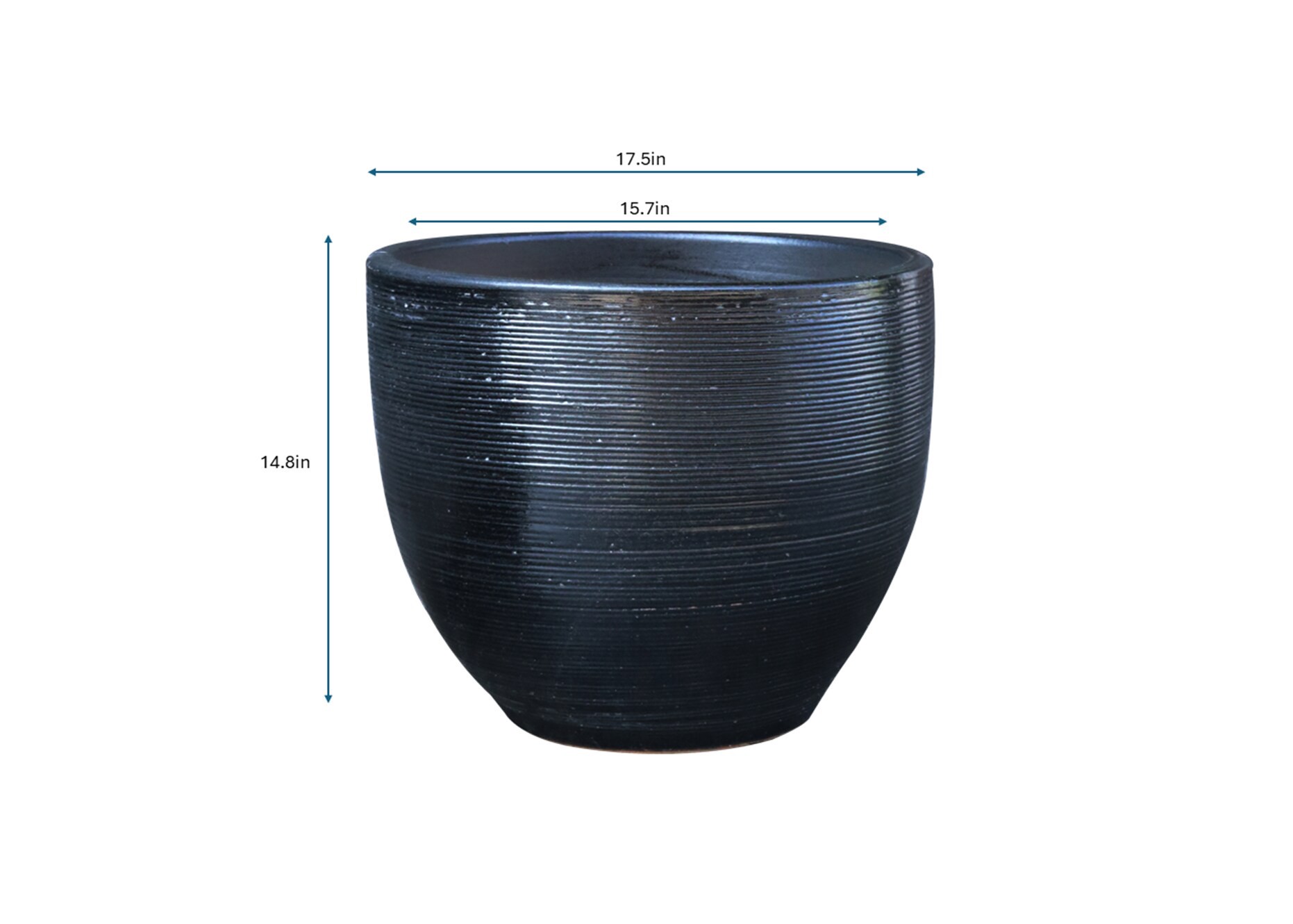 slide 2 of 5, allen + roth Round 15.7-in W x 15.7-in L Black Glazed ceramic Indoor/Outdoor Planter, 1 ct