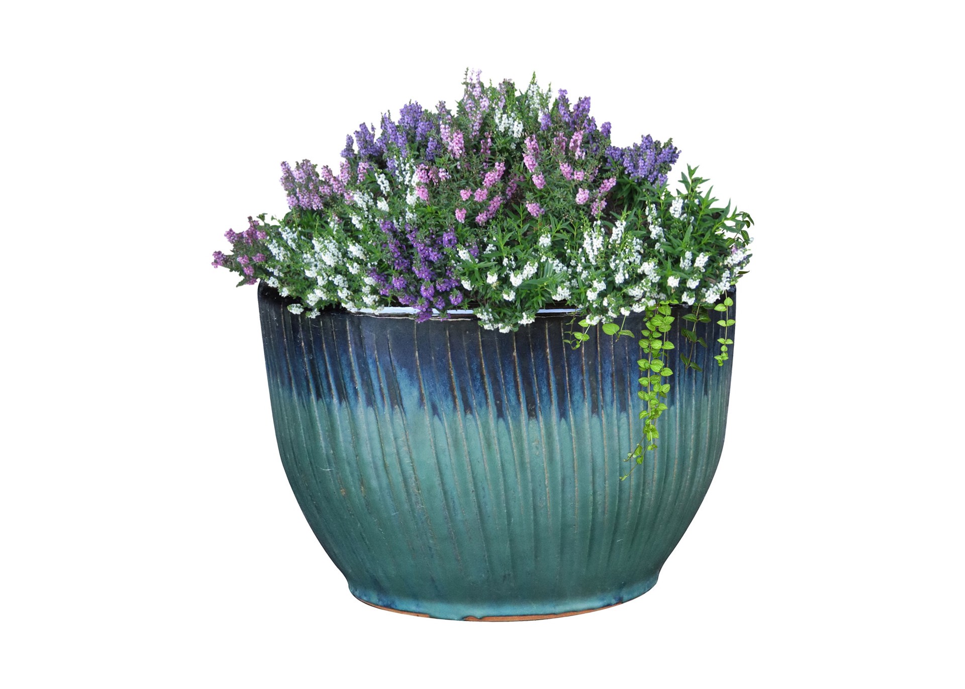 slide 3 of 4, allen + roth Round 15.8-in W x 15.8-in L Green Glazed ceramic Indoor/Outdoor Planter, 1 ct