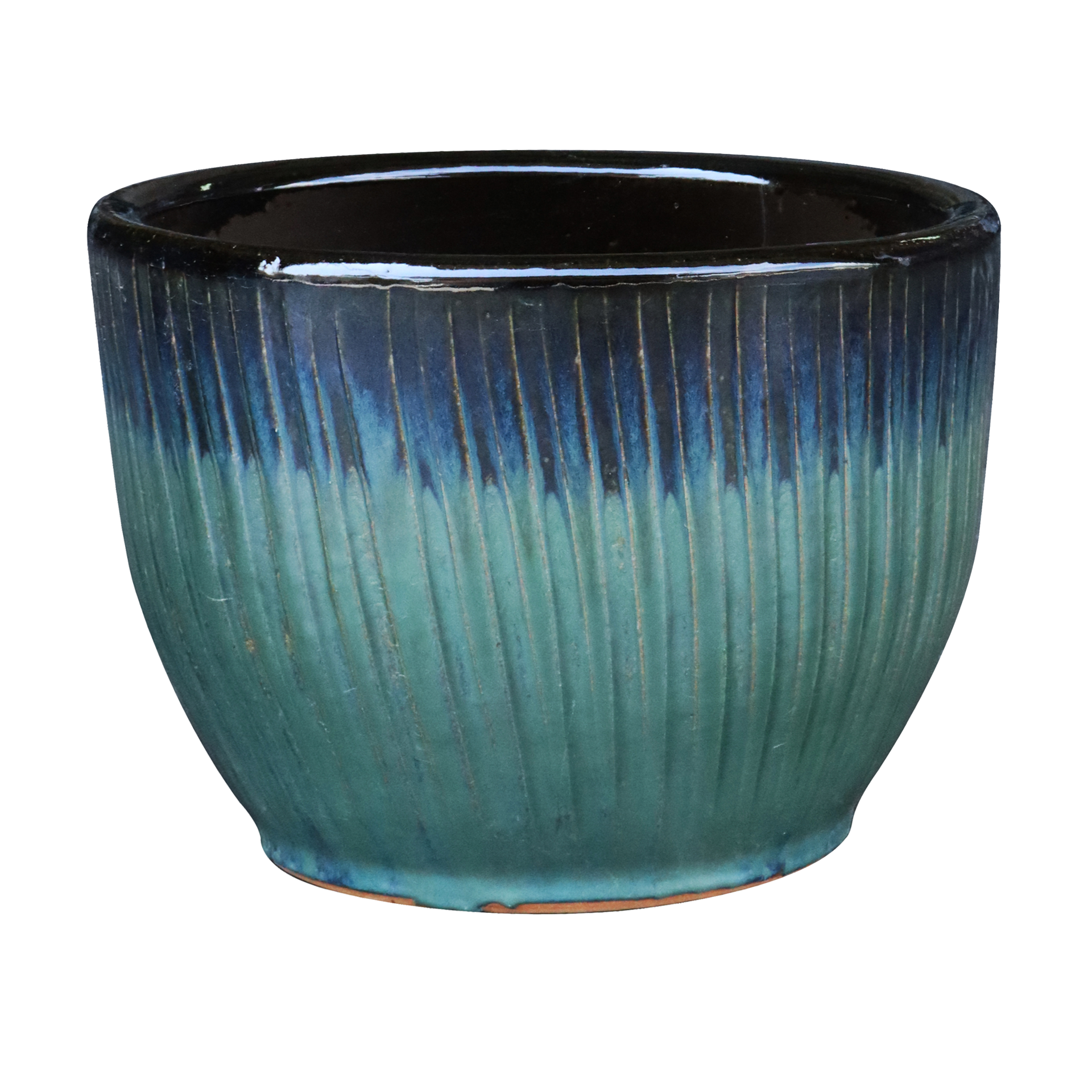 slide 1 of 4, allen + roth Round 15.8-in W x 15.8-in L Green Glazed ceramic Indoor/Outdoor Planter, 1 ct