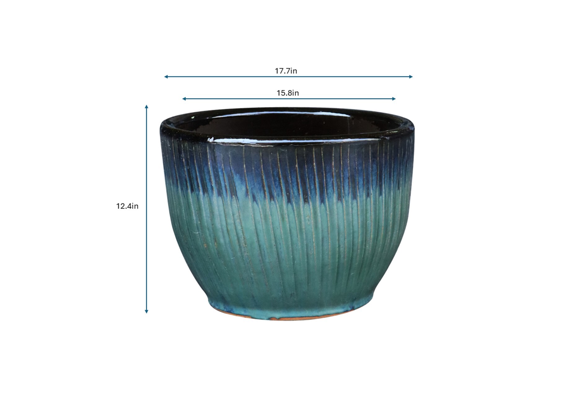 slide 4 of 4, allen + roth Round 15.8-in W x 15.8-in L Green Glazed ceramic Indoor/Outdoor Planter, 1 ct
