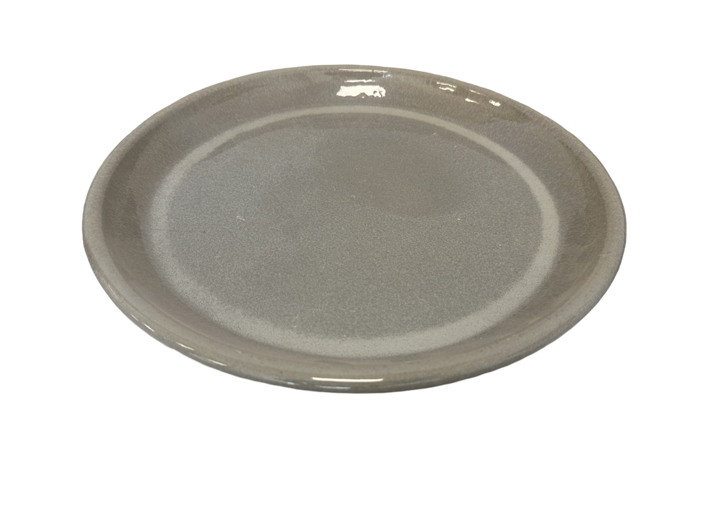 slide 1 of 4, allen + roth 8.85-in Amazing Grey Glazed ceramic Plant Saucer, 1 ct