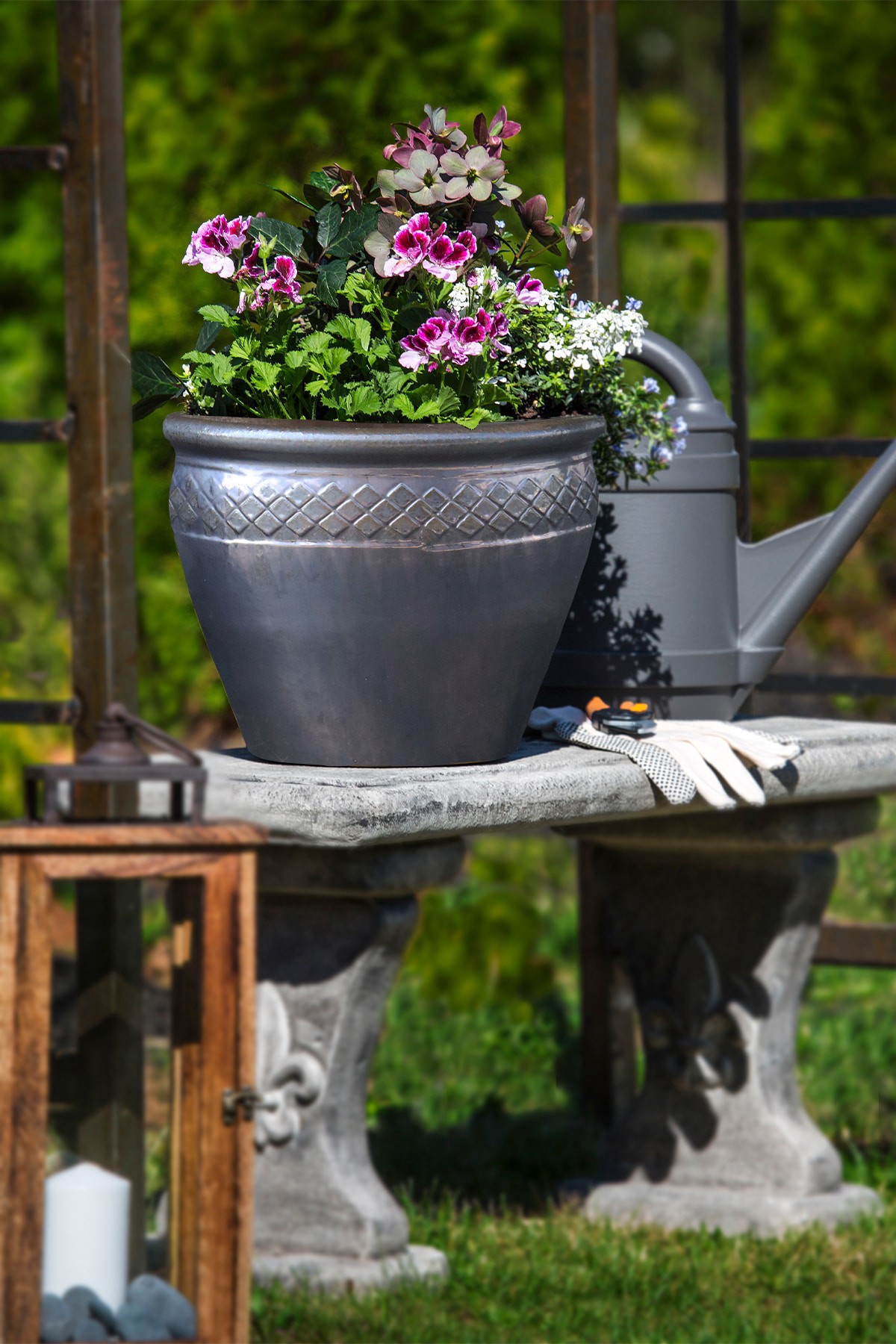 slide 2 of 4, allen + roth Round 9.6-in W x 9.6-in L Brown Glazed ceramic Indoor/Outdoor Planter, 1 ct