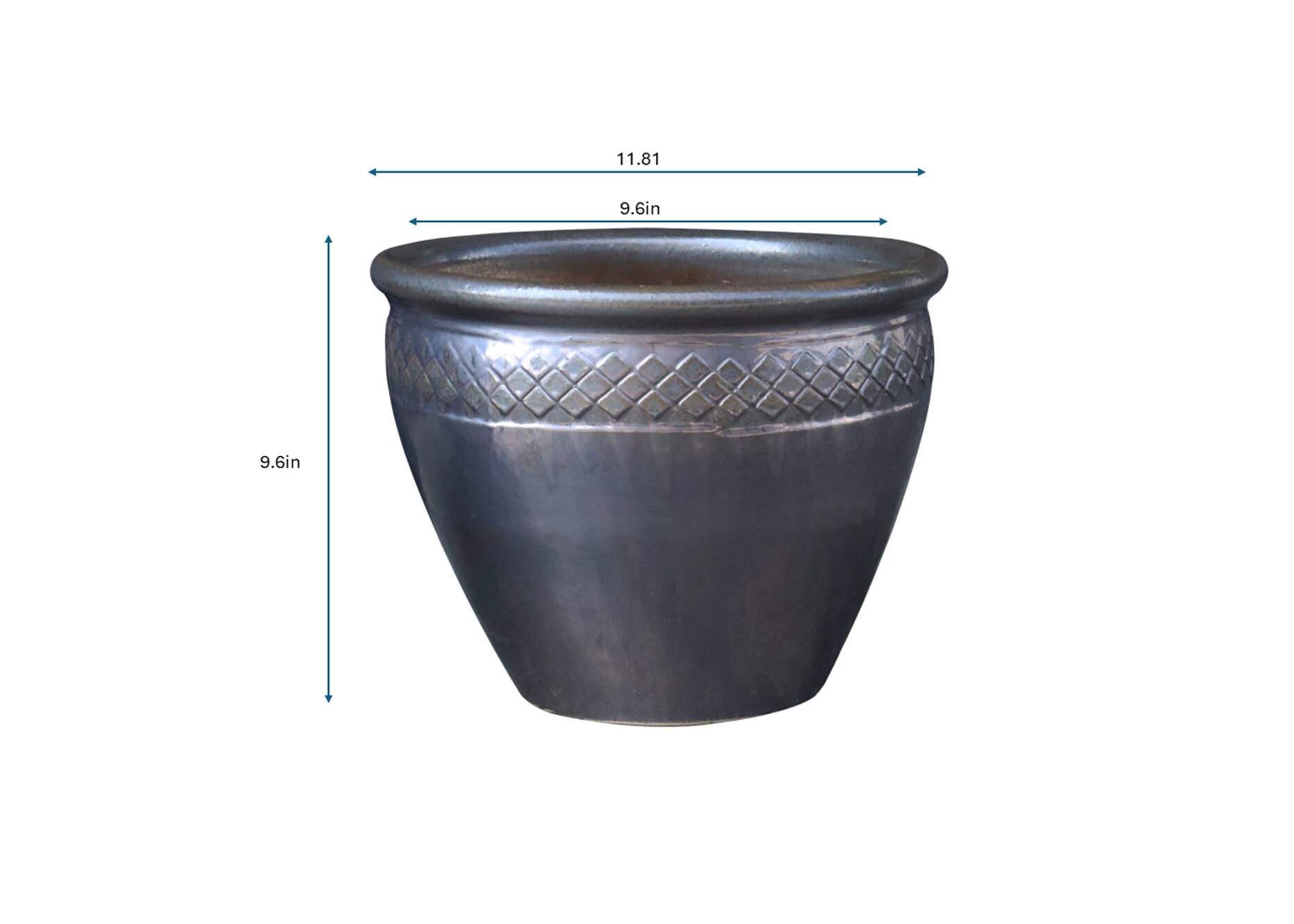 slide 4 of 4, allen + roth Round 9.6-in W x 9.6-in L Brown Glazed ceramic Indoor/Outdoor Planter, 1 ct