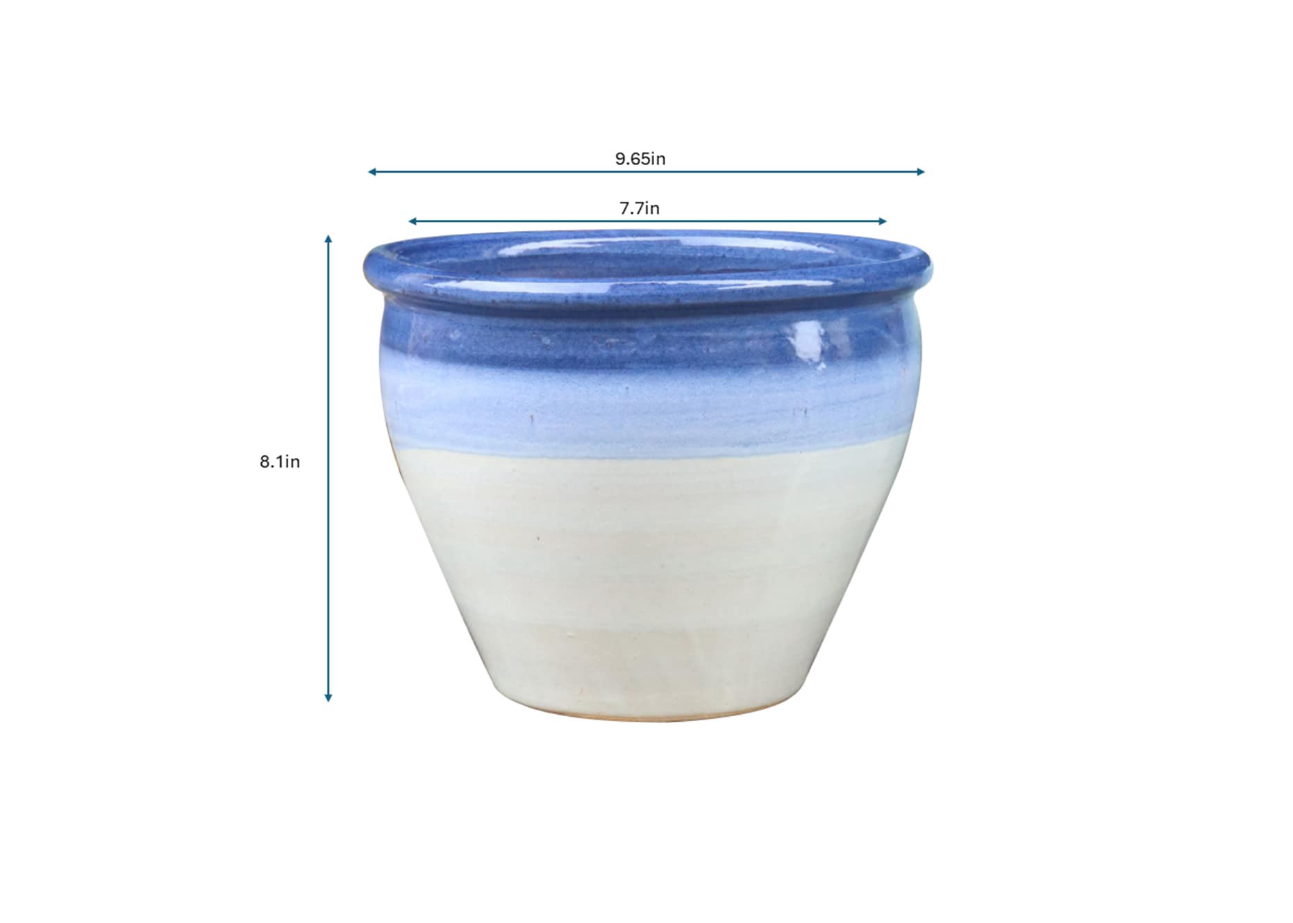 slide 4 of 4, allen + roth Round 7.7-in W x 7.7-in L Blue Glazed ceramic Indoor/Outdoor Planter, 1 ct