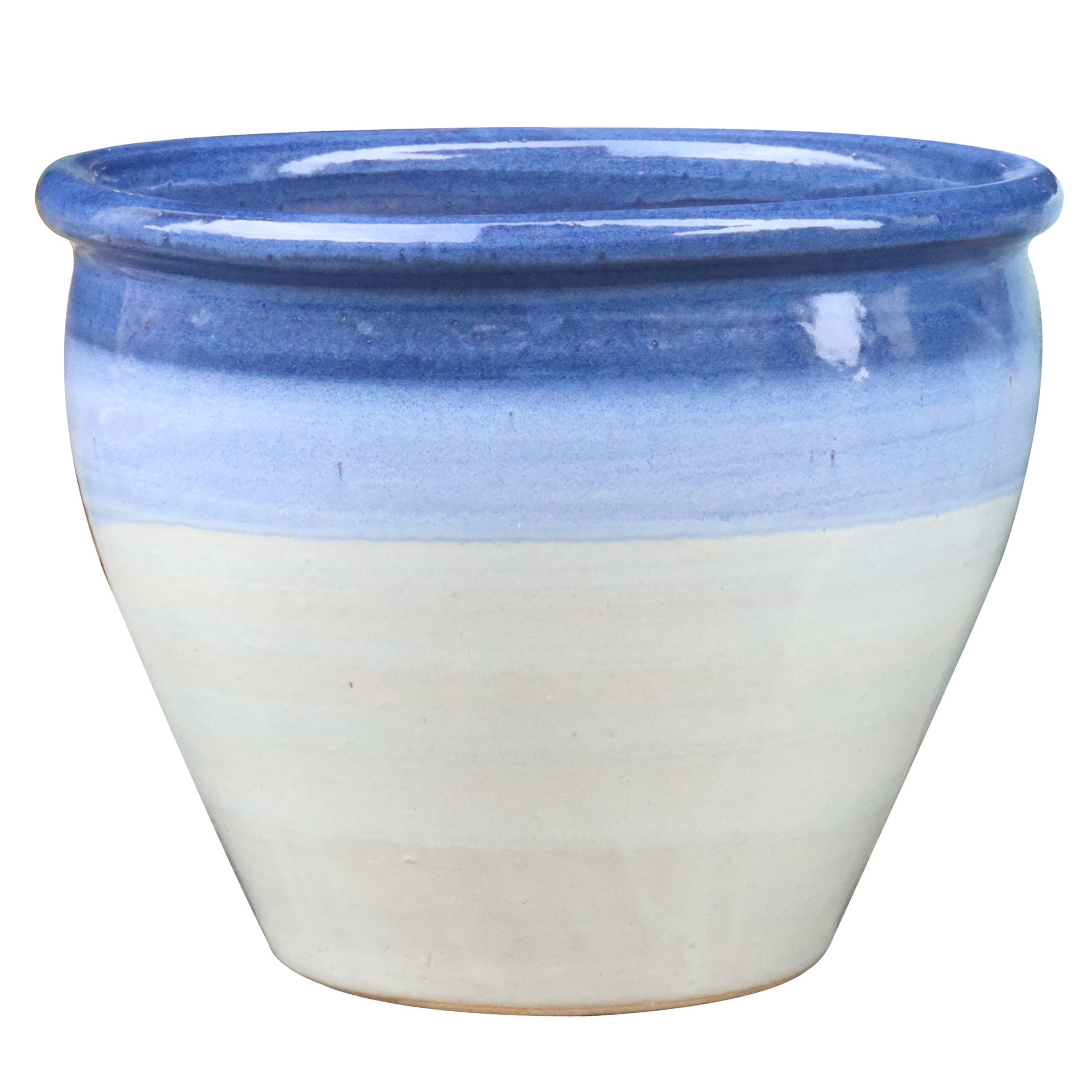 slide 1 of 4, allen + roth Round 7.7-in W x 7.7-in L Blue Glazed ceramic Indoor/Outdoor Planter, 1 ct