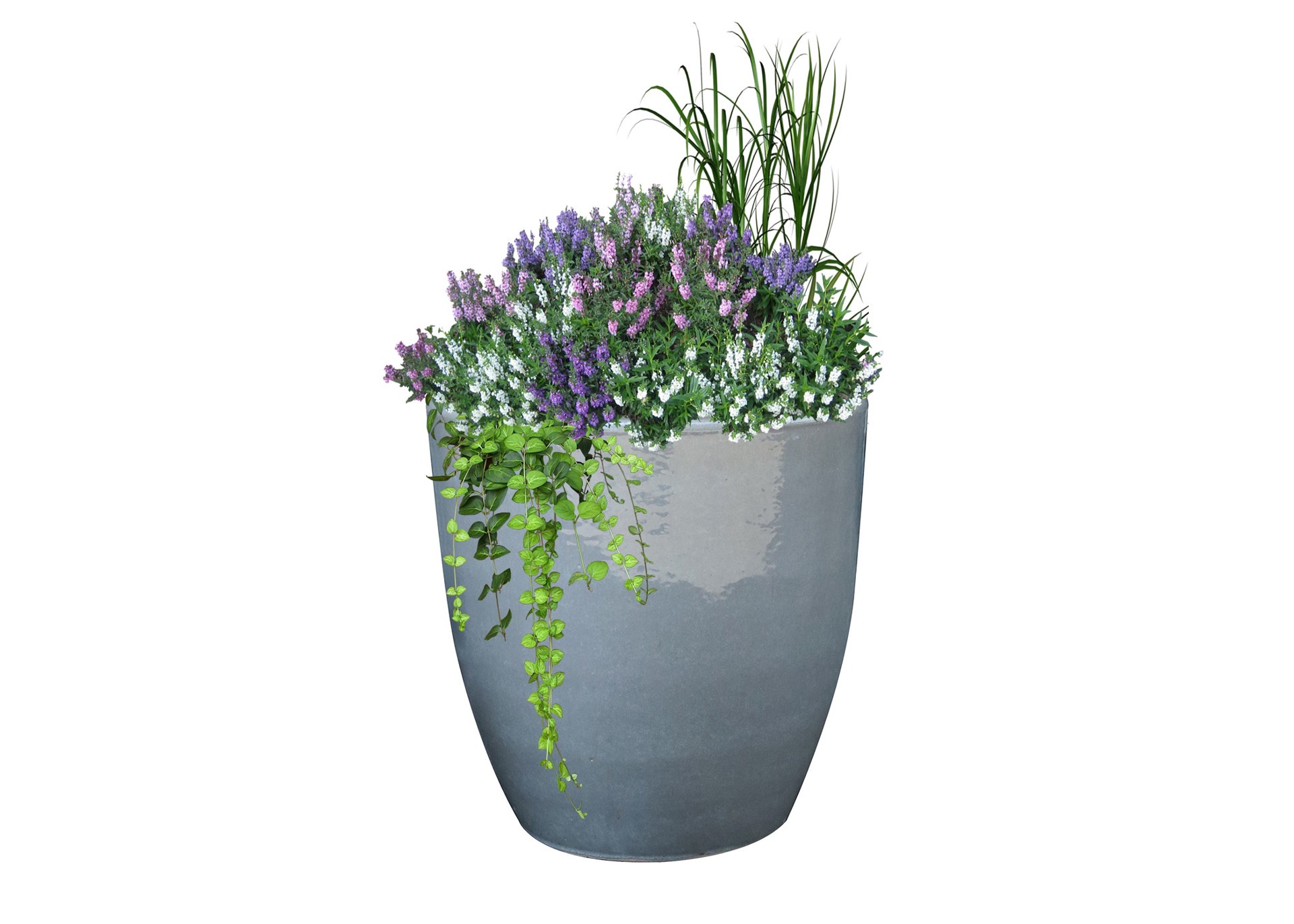 slide 3 of 4, allen + roth Round 12.4-in W x 12.4-in L Gray Glazed ceramic Indoor/Outdoor Planter, 1 ct