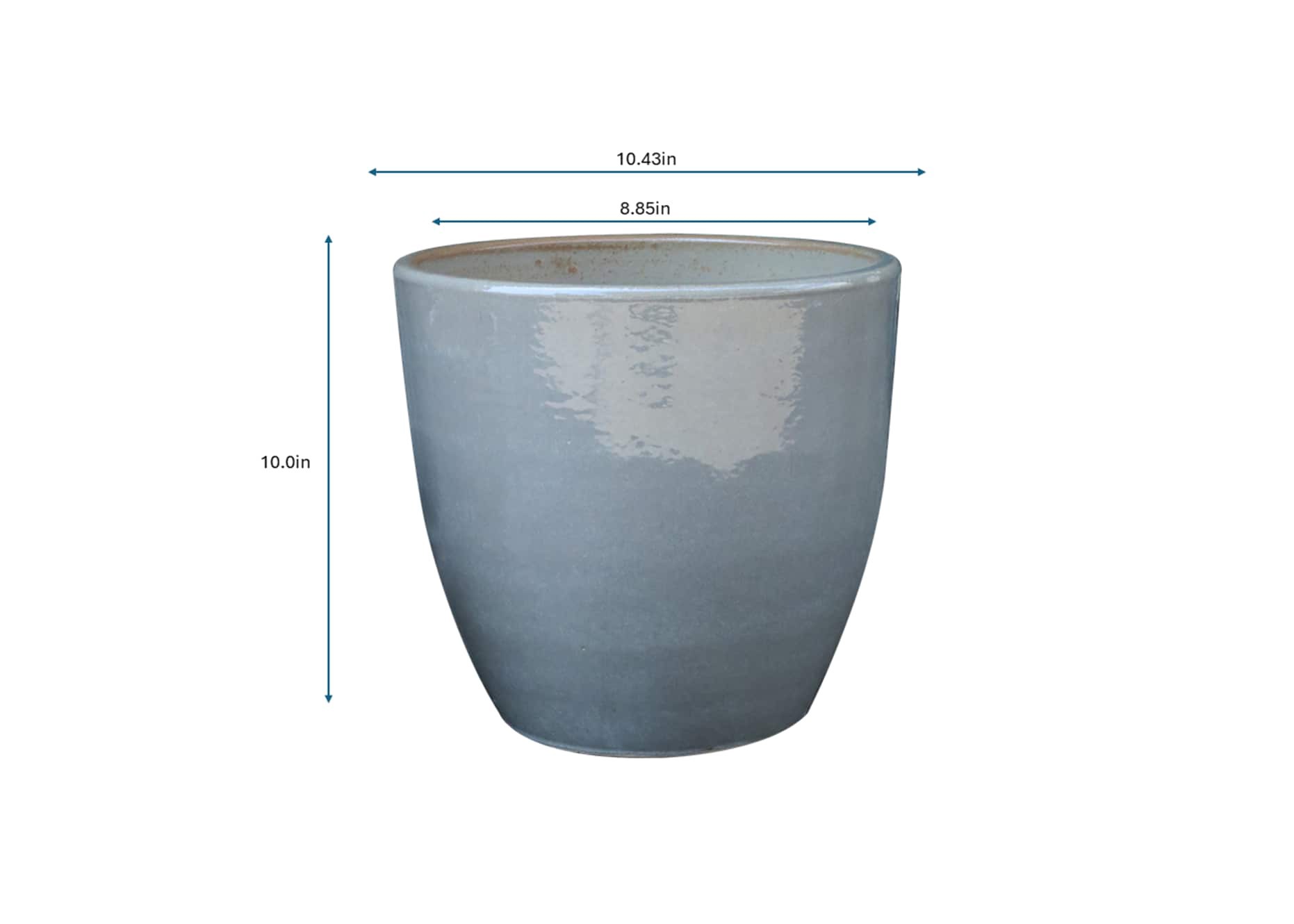 slide 4 of 4, allen + roth Round 9.05-in W x 9.05-in L Gray Glazed ceramic Indoor/Outdoor Planter, 1 ct