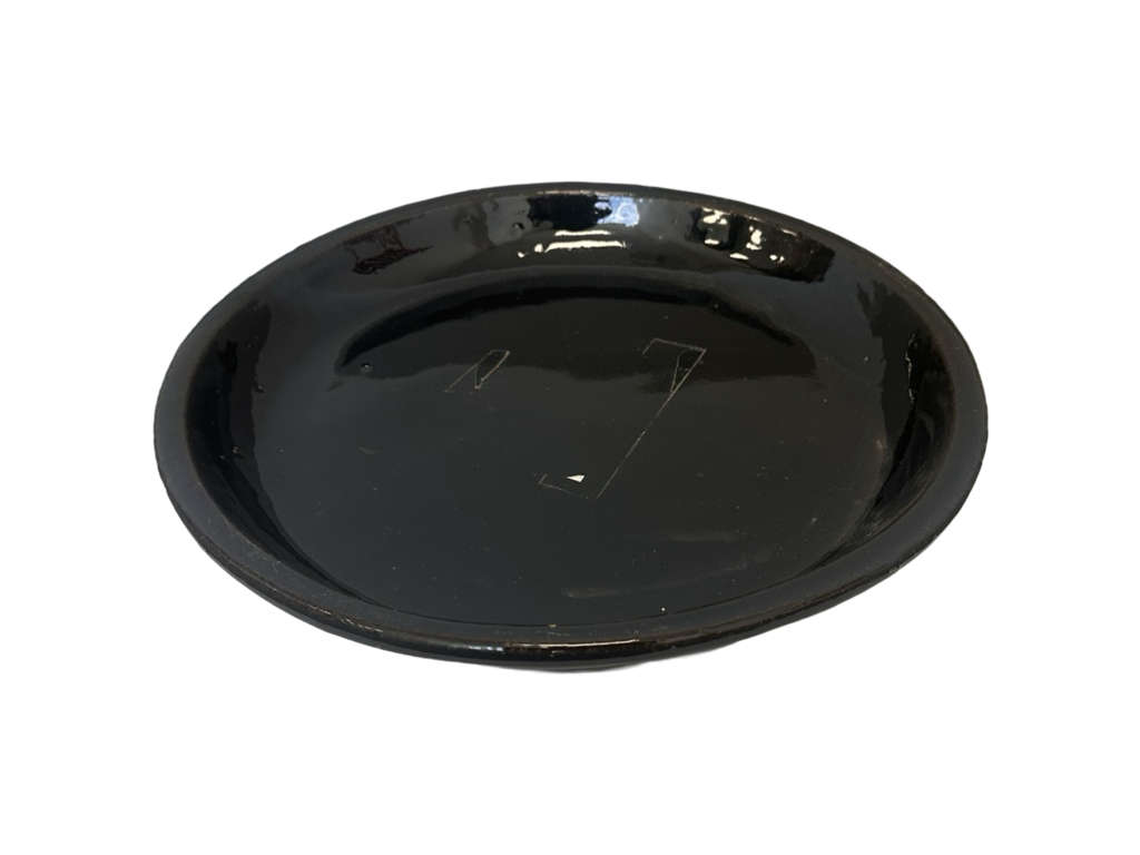slide 1 of 4, allen + roth 11.6-in Black Glazed ceramic Plant Saucer, 1 ct