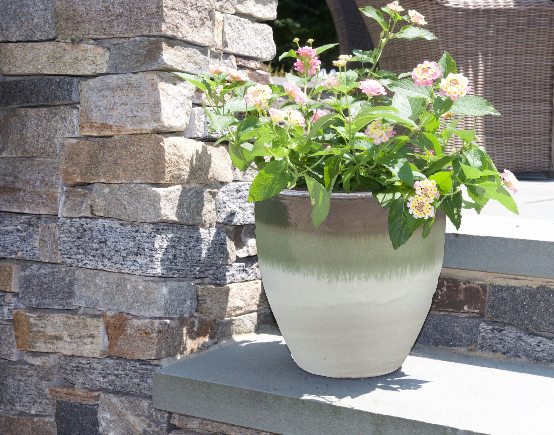 slide 2 of 4, allen + roth Round 7.48-in W x 7.48-in L White Glazed ceramic Indoor/Outdoor Planter, 1 ct