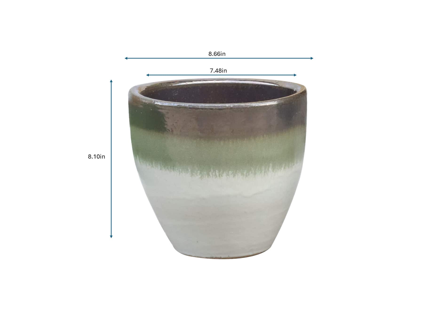 slide 4 of 4, allen + roth Round 7.48-in W x 7.48-in L White Glazed ceramic Indoor/Outdoor Planter, 1 ct