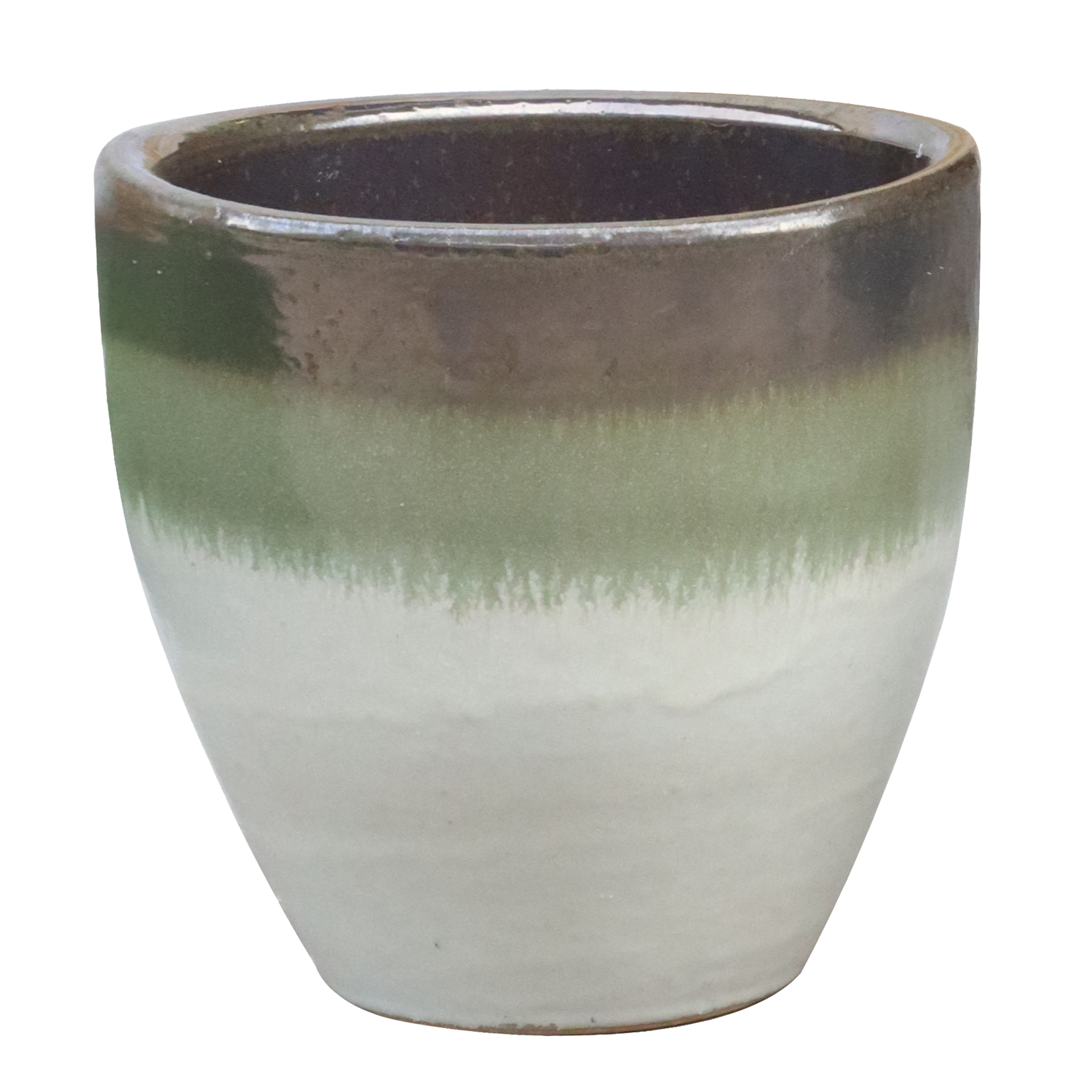 slide 1 of 4, allen + roth Round 7.48-in W x 7.48-in L White Glazed ceramic Indoor/Outdoor Planter, 1 ct