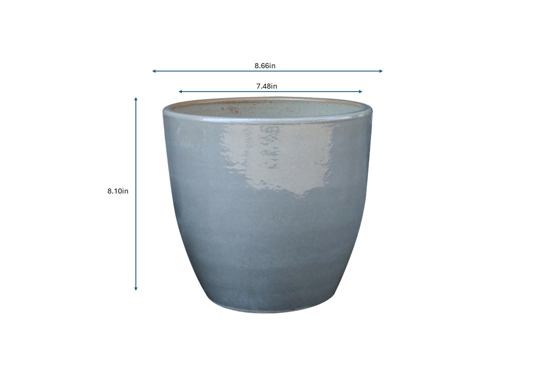 slide 4 of 4, allen + roth Round 7.48-in W x 7.48-in L Gray Glazed ceramic Indoor/Outdoor Planter, 1 ct