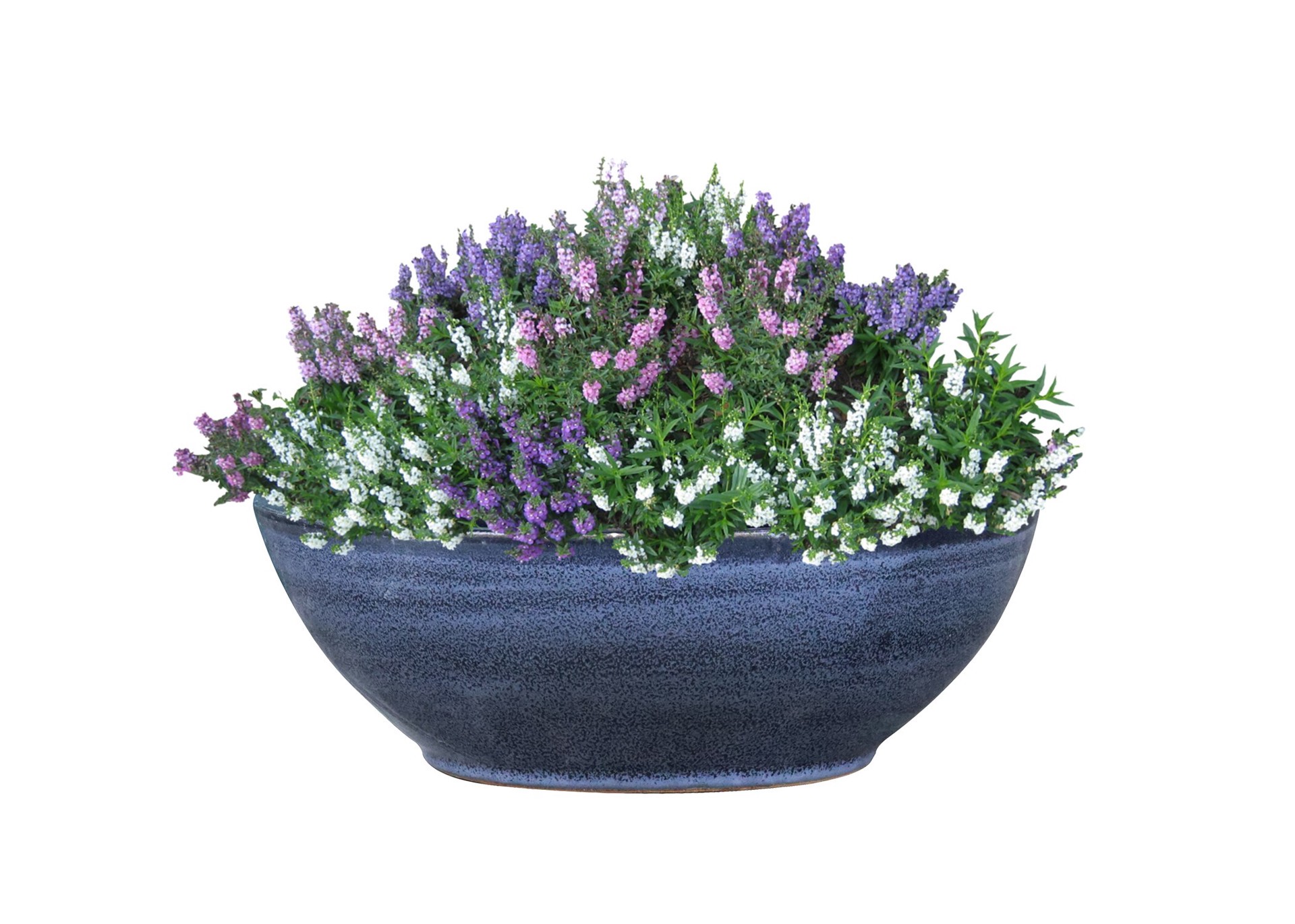 slide 2 of 3, allen + roth Round 13.0-in W x 13.0-in L Blue Glazed ceramic Indoor/Outdoor Planter, 1 ct