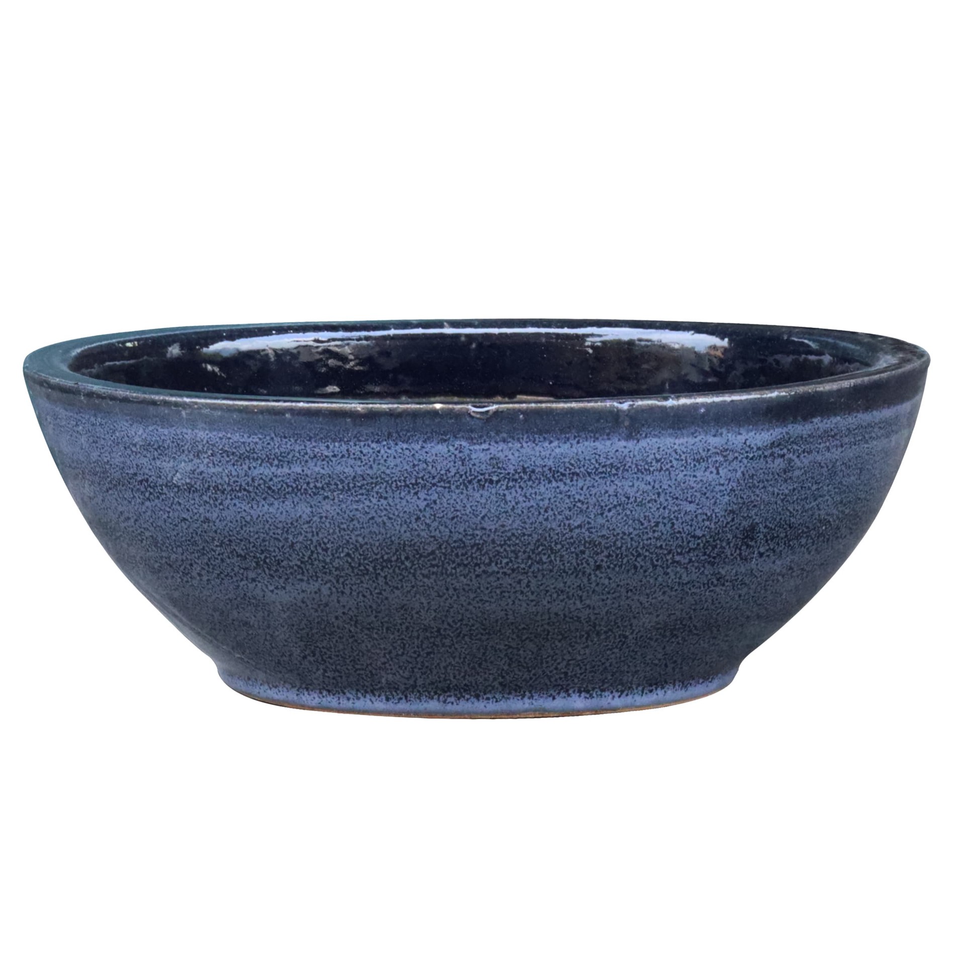 slide 1 of 3, allen + roth Round 13.0-in W x 13.0-in L Blue Glazed ceramic Indoor/Outdoor Planter, 1 ct