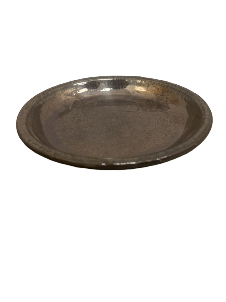 slide 1 of 1, allen + roth 11.6-in Chocolate Brown Glazed ceramic Plant Saucer, 1 ct