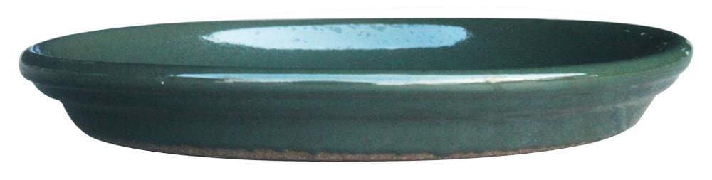 slide 1 of 2, allen + roth 11.6-in Meadow Green Glazed ceramic Plant Saucer, 1 ct