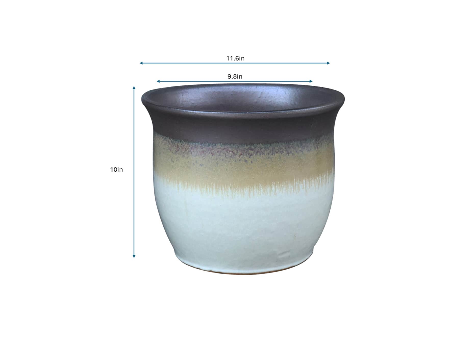 slide 4 of 4, allen + roth Round 9.8-in W x 9.8-in L Multiple colors/finishes Glazed ceramic Indoor/Outdoor Planter, 1 ct