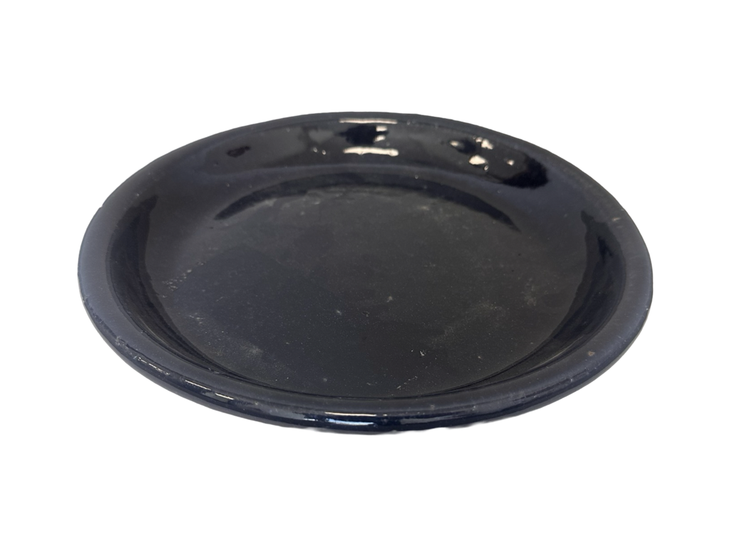 slide 1 of 4, allen + roth 8.85-in Dark Blue Glazed ceramic Plant Saucer, 1 ct