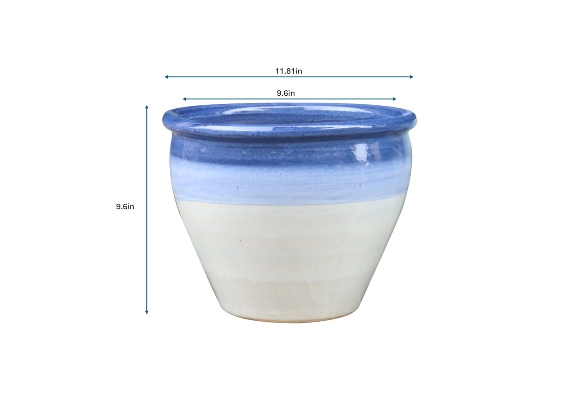 slide 4 of 4, allen + roth Round 9.6-in W x 9.6-in L Blue Glazed ceramic Indoor/Outdoor Planter, 1 ct