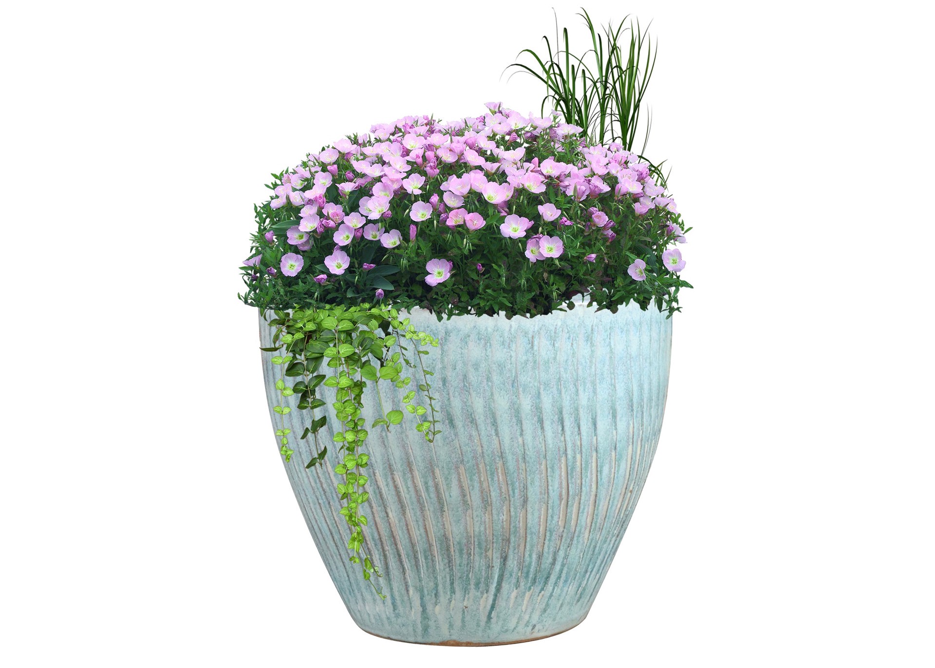 slide 3 of 4, allen + roth Round 7.68-in W x 7.68-in L Blue Glazed ceramic Indoor/Outdoor Planter, 1 ct