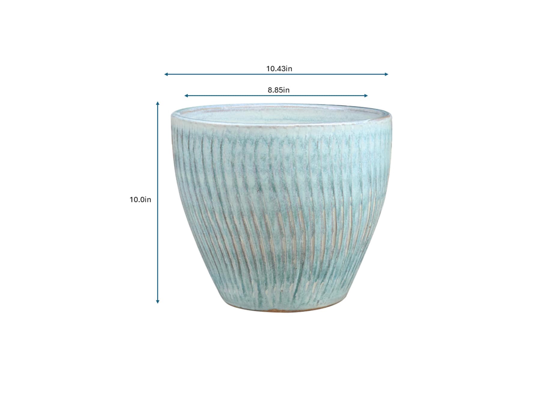 slide 4 of 4, allen + roth Round 7.68-in W x 7.68-in L Blue Glazed ceramic Indoor/Outdoor Planter, 1 ct