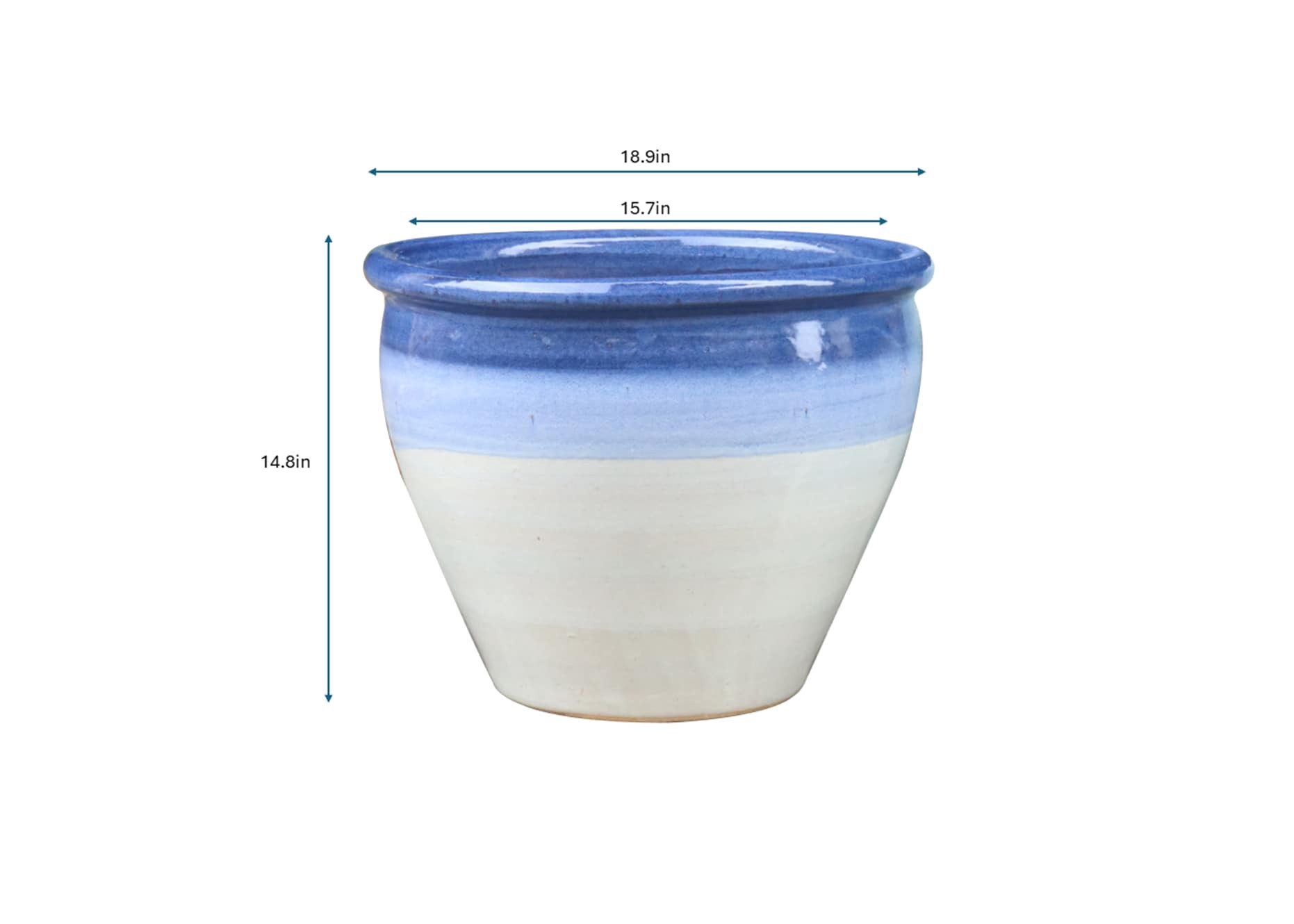 slide 4 of 4, allen + roth Round 15.7-in W x 15.7-in L Blue Glazed ceramic Indoor/Outdoor Planter, 1 ct