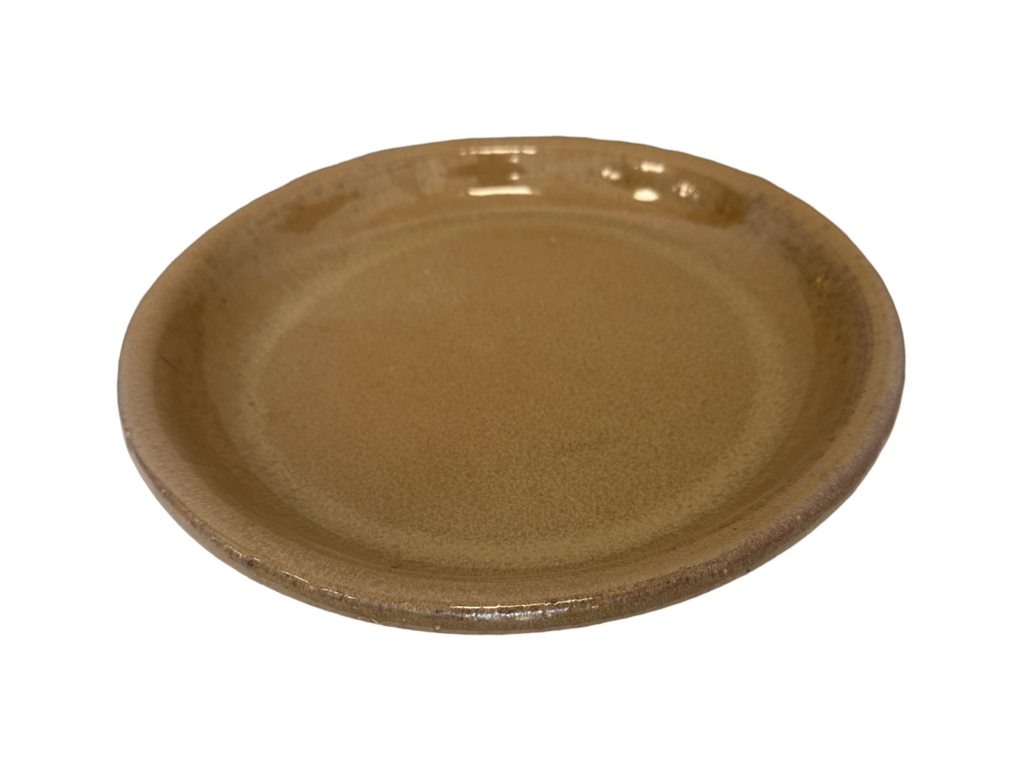 slide 1 of 2, allen + roth 11.6-in Honey Mocha Glazed ceramic Plant Saucer, 1 ct