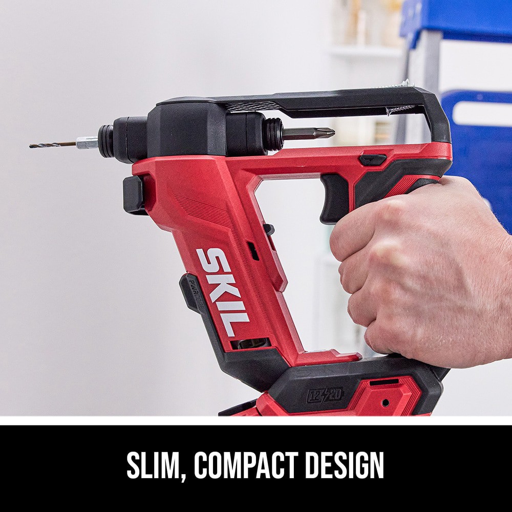 slide 4 of 6, SKIL PWR CORE 12/20V 12-volt 1/4-in Keyless Brushless Cordless Drill ( 1 -Batteries Included, and Charger Included ), 1 ct